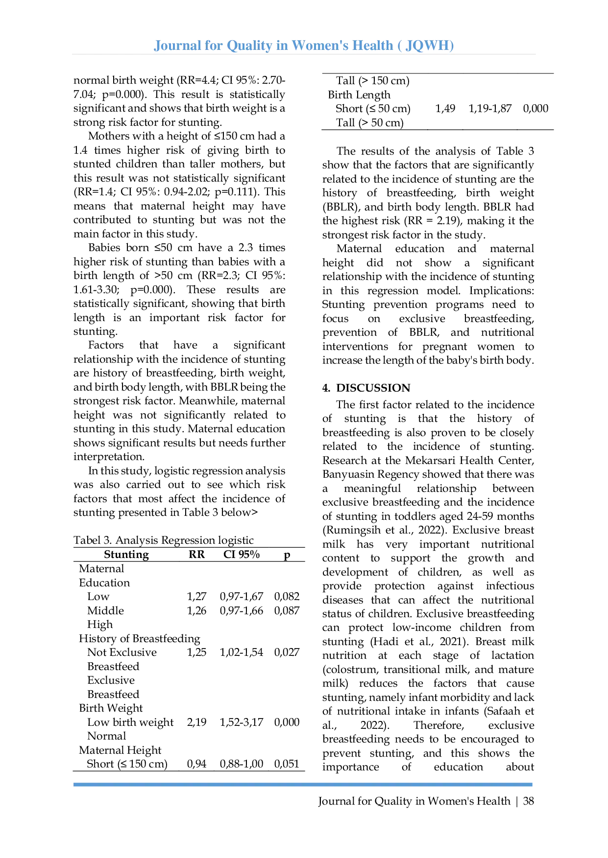 JURIS The Relationship Between Risk Factors And Stunting Incidence In Children Aged 24 59 Months In The Working Area Of Semen Community Health Center Kediri Regency 2023
