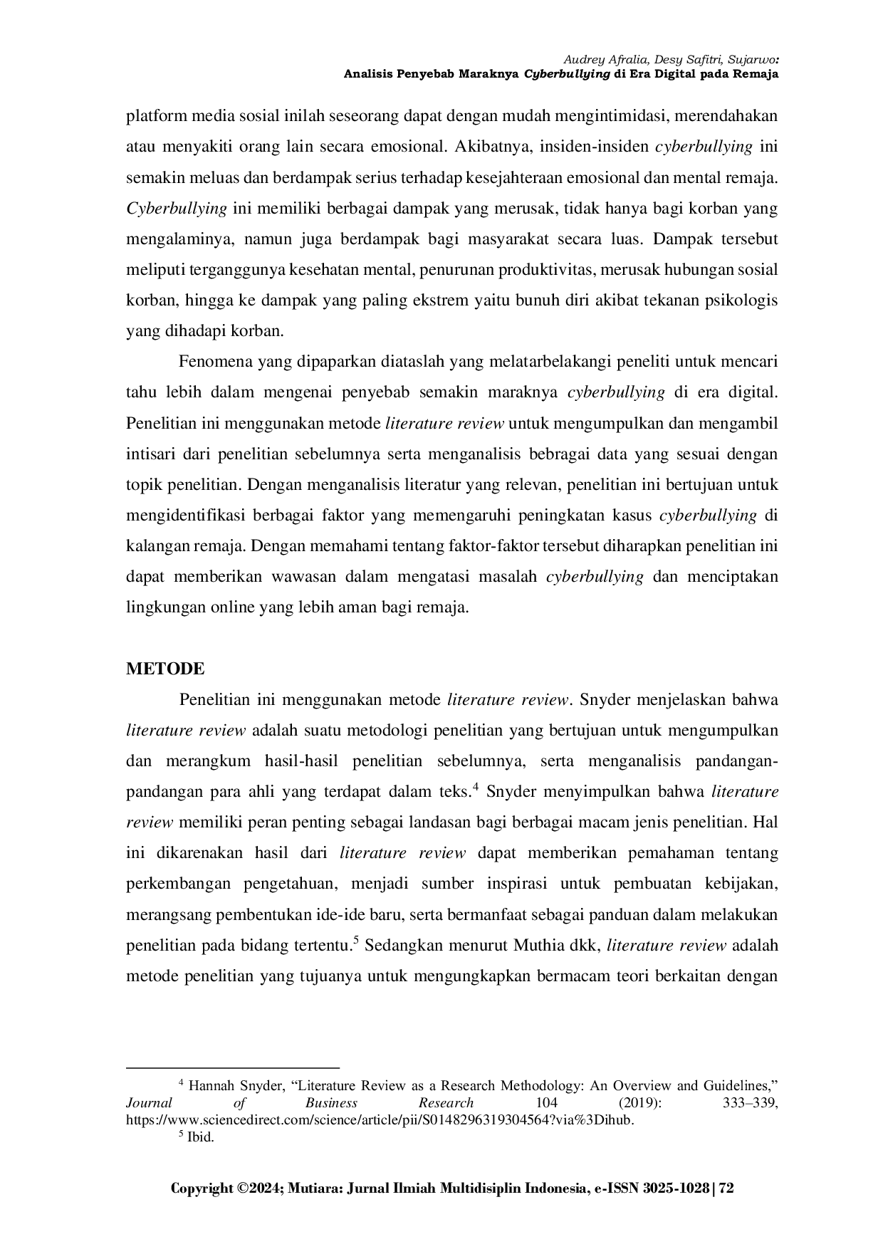 JURIS Analisis Penyebab Maraknya Cyberbullying di Era Digital pada Remaja