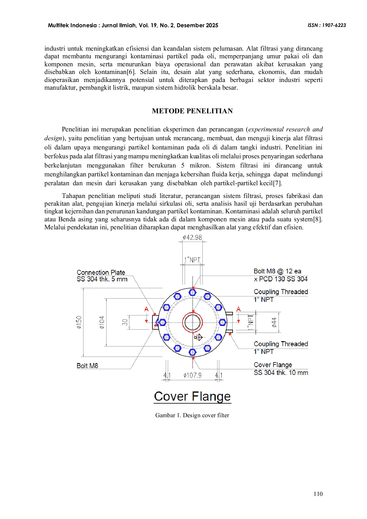 JURIS Perancangan Dan Pembuatan Alat Filtrasi Oli Untuk Menangkap Partikel Kontaminan Pada Tangki Pelumasan