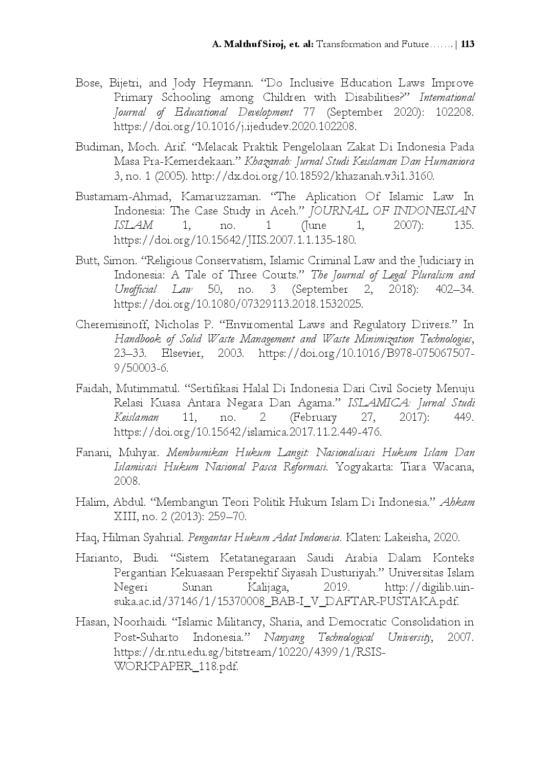 juris Transformation and Future Challenges of Islamic Law in Indonesia