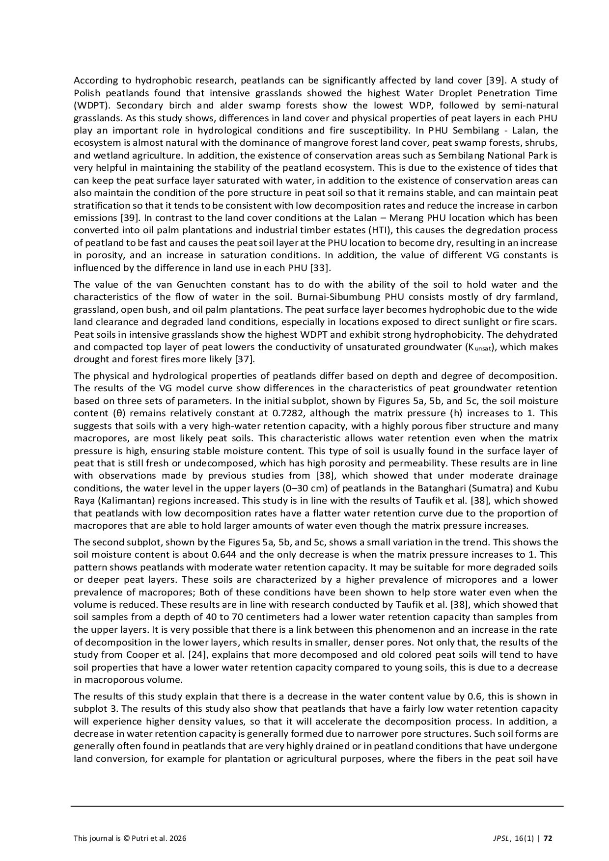 JURIS Linking Surface Water Content to Groundwater Levels in Tropical Peatlands Insights from the Van Genuchten Approach