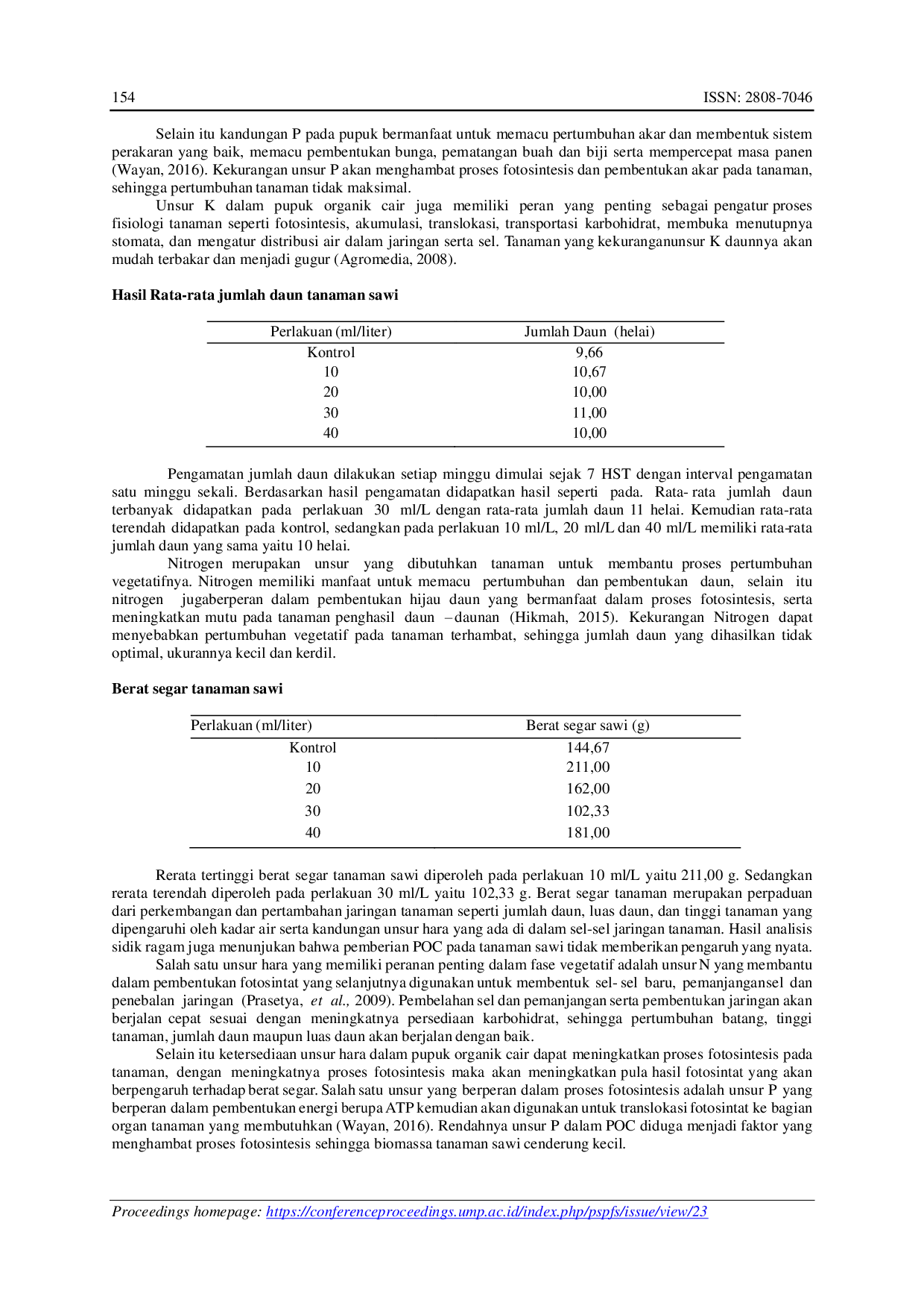 JURIS Pengaruh Konsentrasi Pupuk Organik Cair Thitonia Diversifolia terhadap Pertumbuhan dan Produksi Tanaman Sawi Brassica Juncea L