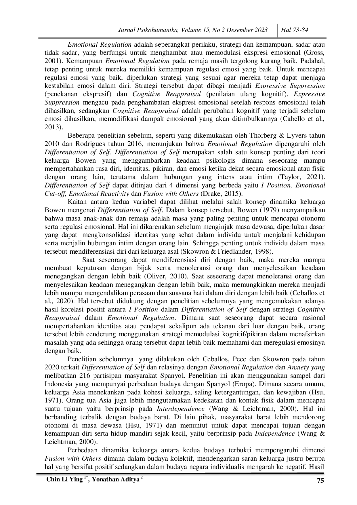 JURIS Pengaruh Differentiation Of Self Terhadap Emotional Regulation Pada Remaja Di Jabodetabek