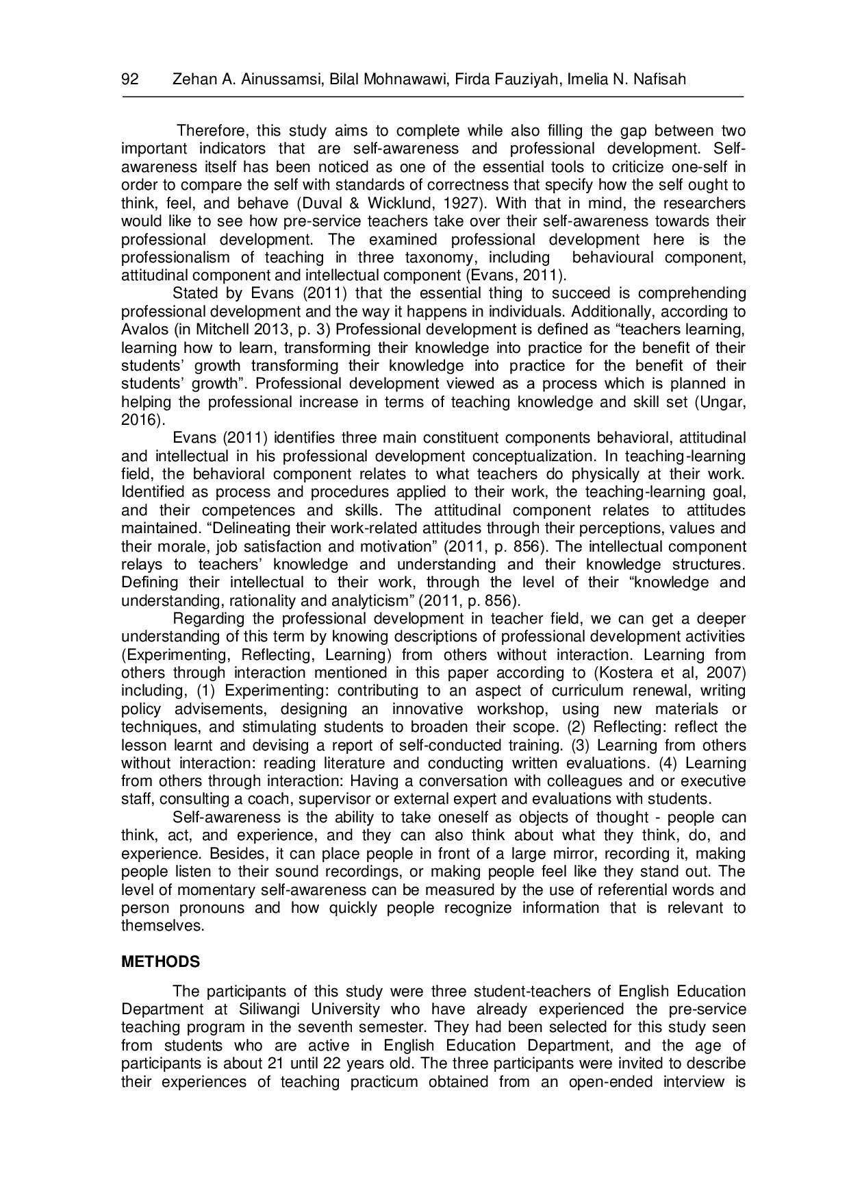 JURIS Investigating Pre Service Teachers Self Awareness of Professional Development