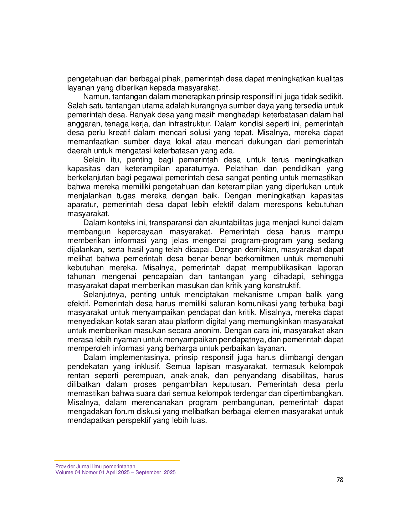 JURIS Implementasi Good Governance dalam Pembangunan Desa Tri Mulya Kecamatan Poso Pesisir Utara Kabupaten Poso