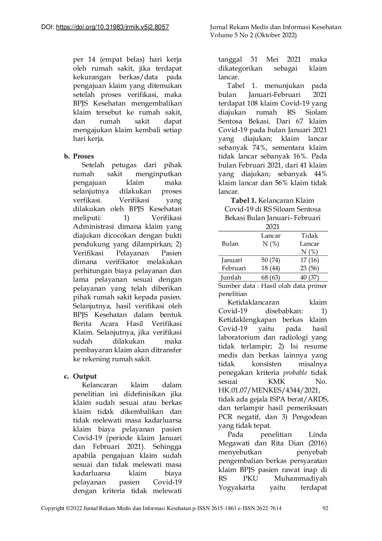 JURIS Tinjauan Kelancaran Klaim Pasien Covid 19