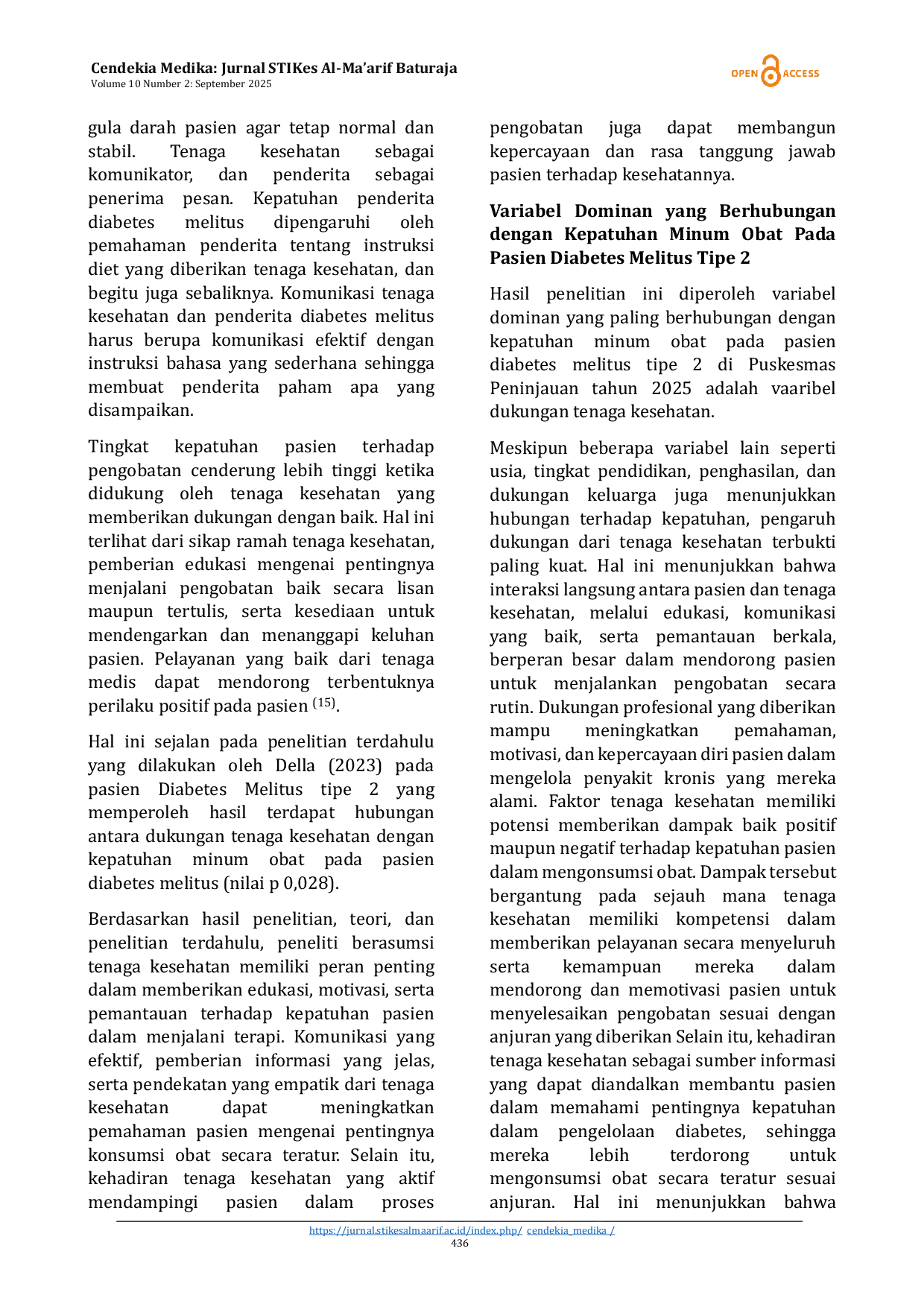 JURIS Analysis Of Factors Affecting Medication Adherence In Type 2 Diabetes Mellitus Patients