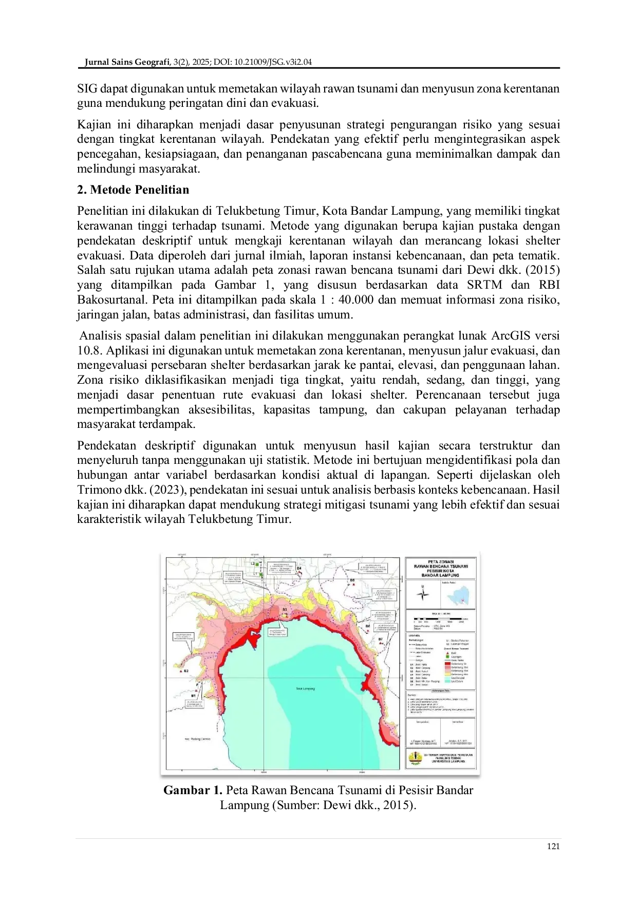 JURIS Mitigasi Risiko Tsunami Berbasis Kerentanan Wilayah dan Persebaran Shelter Evakuasi di Telukbetung Timur