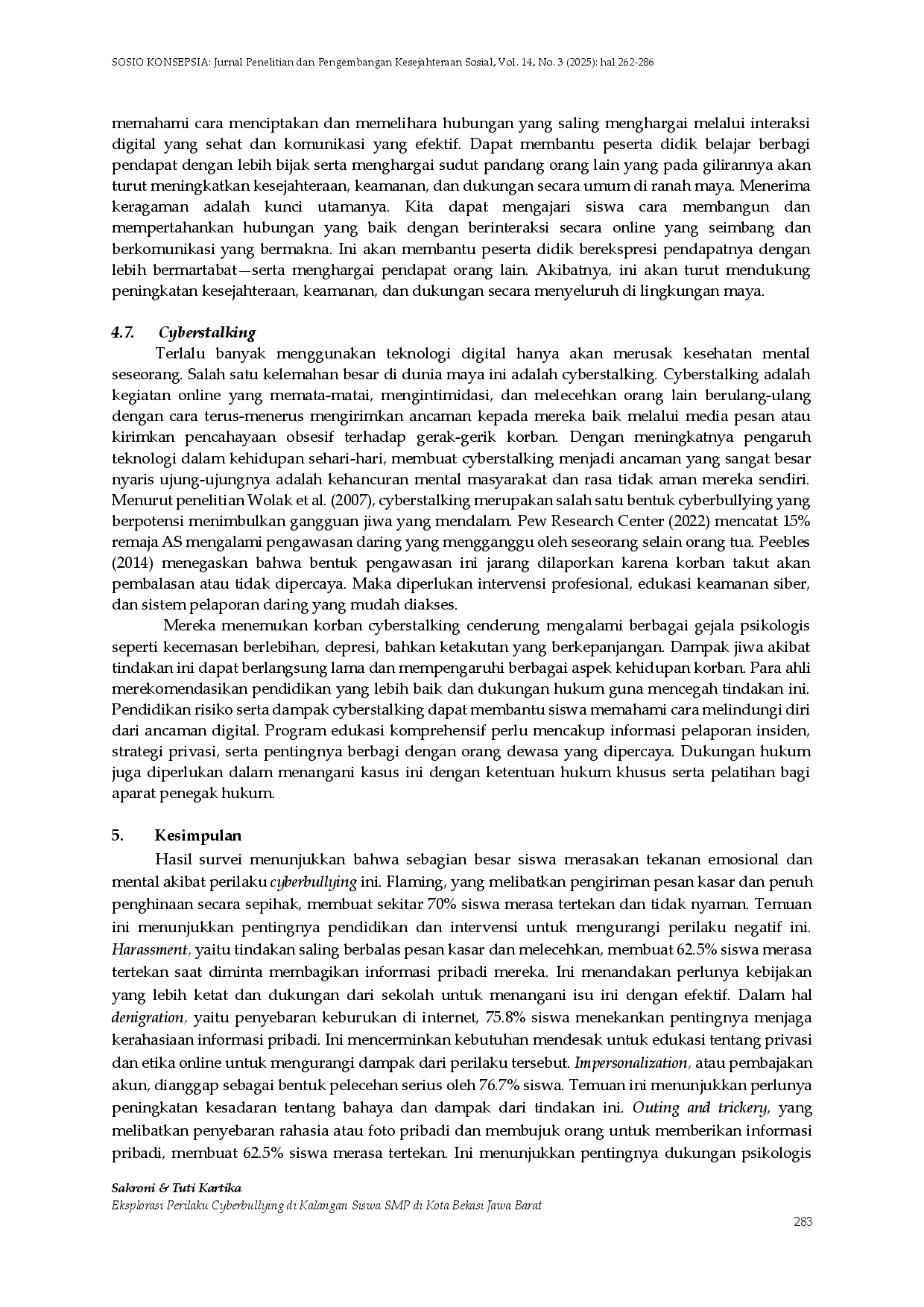 juris Eksplorasi Perilaku Cyberbullying di Kalangan Siswa SMP Di Bekasi Jawa Barat