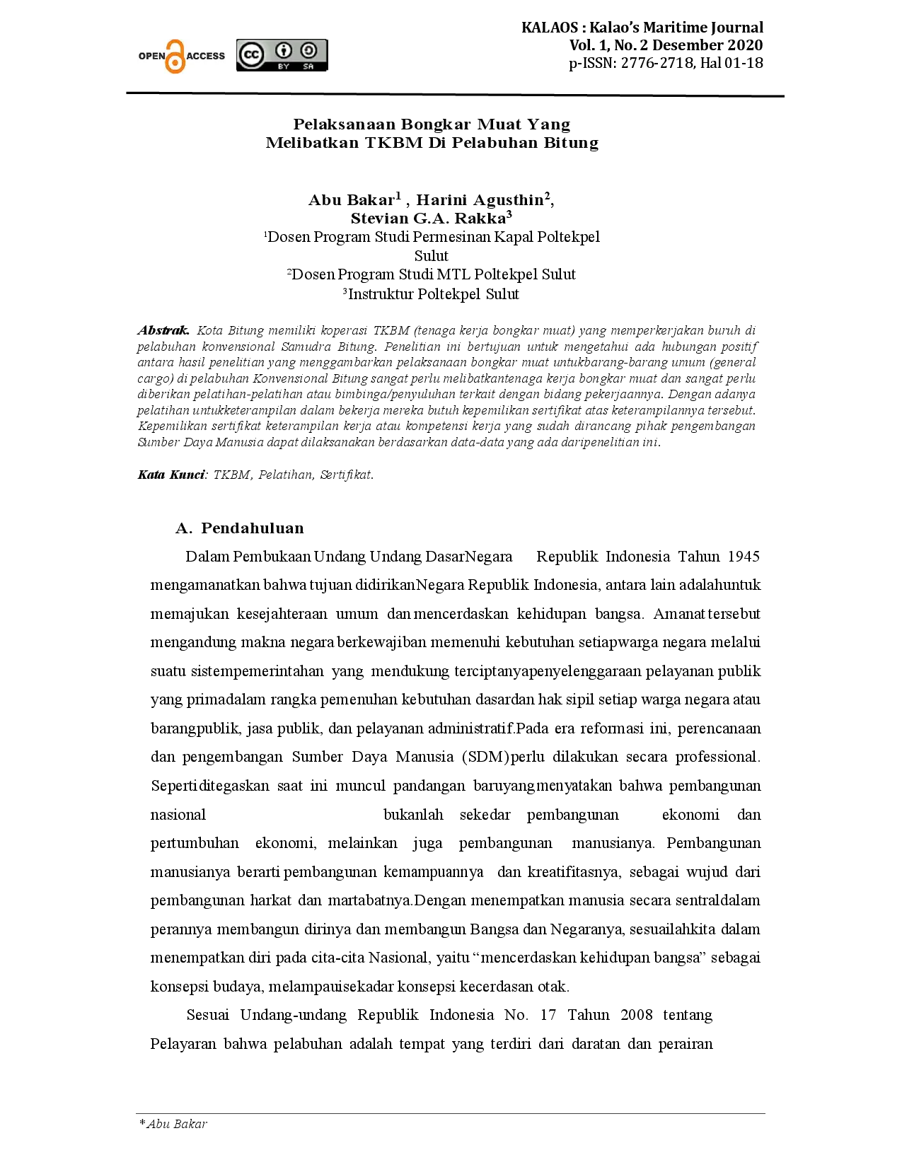 juris Pelaksanaan Bongkar Muat Yang Melibatkan TKBM Di Pelabuhan Bitung