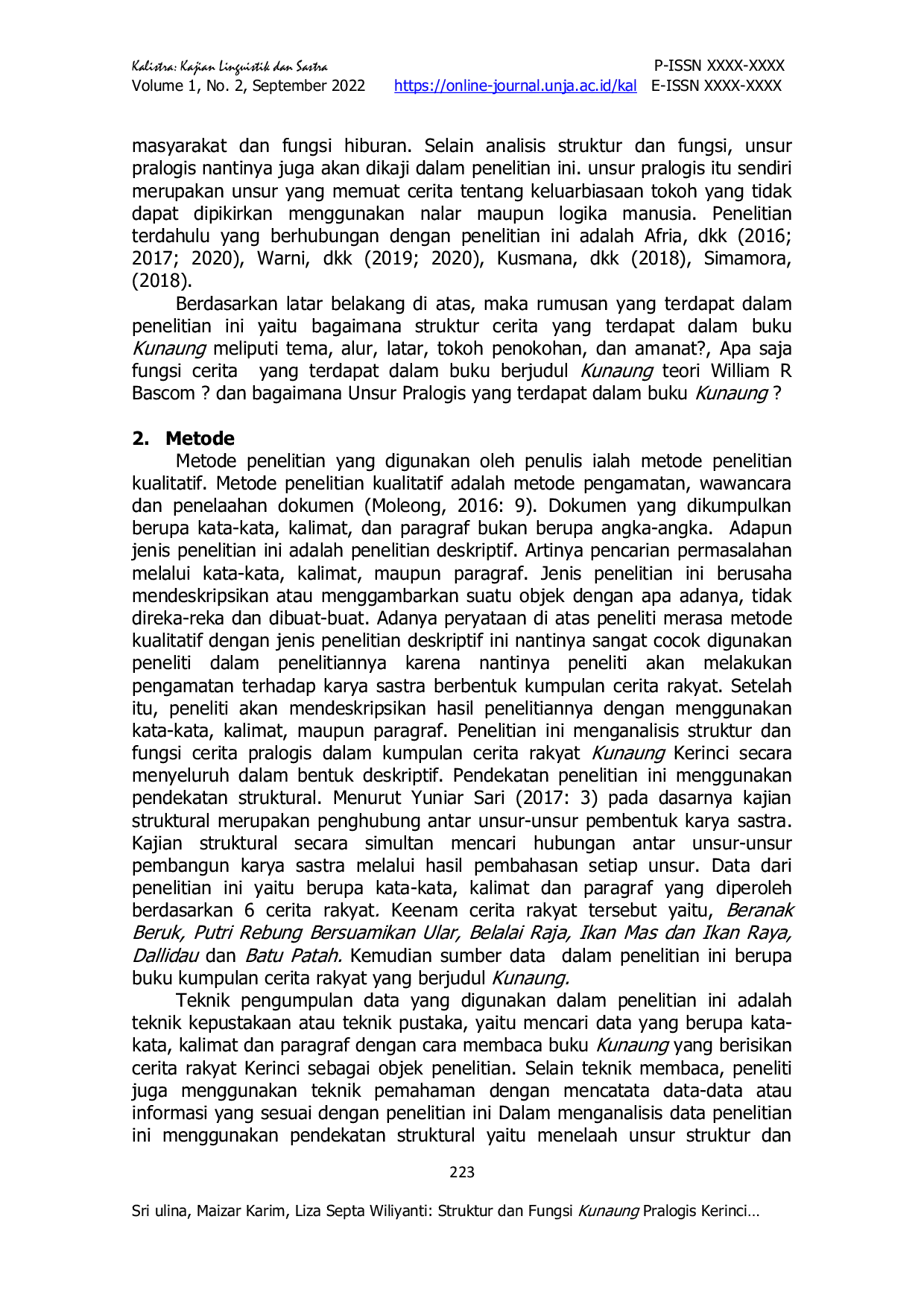 JURIS Struktur dan Fungsi Kunaung Pralogis Kerinci