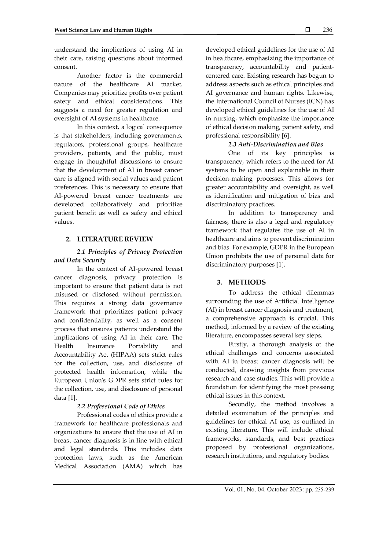JURIS Ethical Dilemmas in the Use of Artificial Intelligence in Breast Cancer Diagnosis and Treatment Addressing Issues of Bias Transferability and Patient Trust in Breast Cancer AI