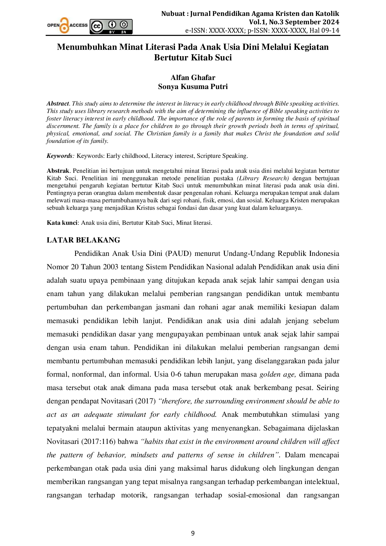 JURIS Menumbuhkan Minat Literasi Pada Anak Usia Dini Melalui Kegiatan Bertutur Kitab Suci