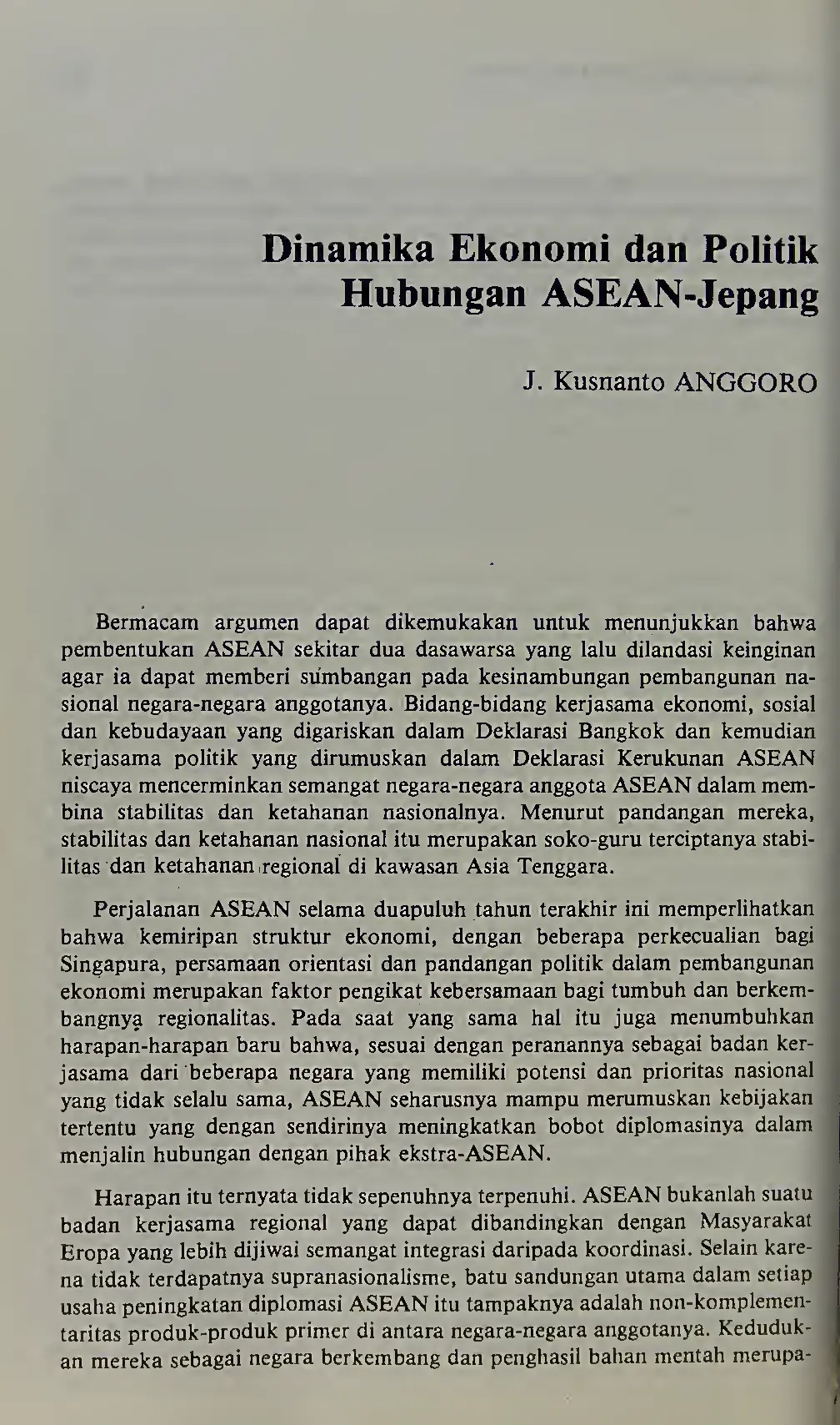 JURIS Dinamika Ekonomi dan Politik Hubungan ASEAN Jepang