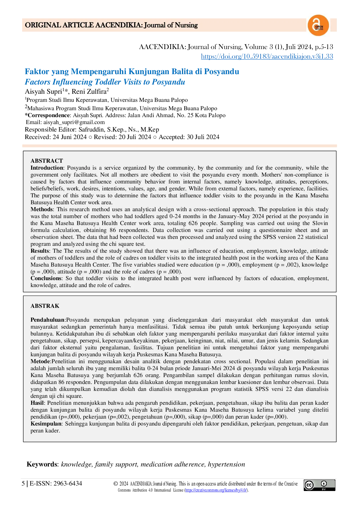 JURIS Faktor Yang Mempengaruhi Kunjungan Balita di Posyandu