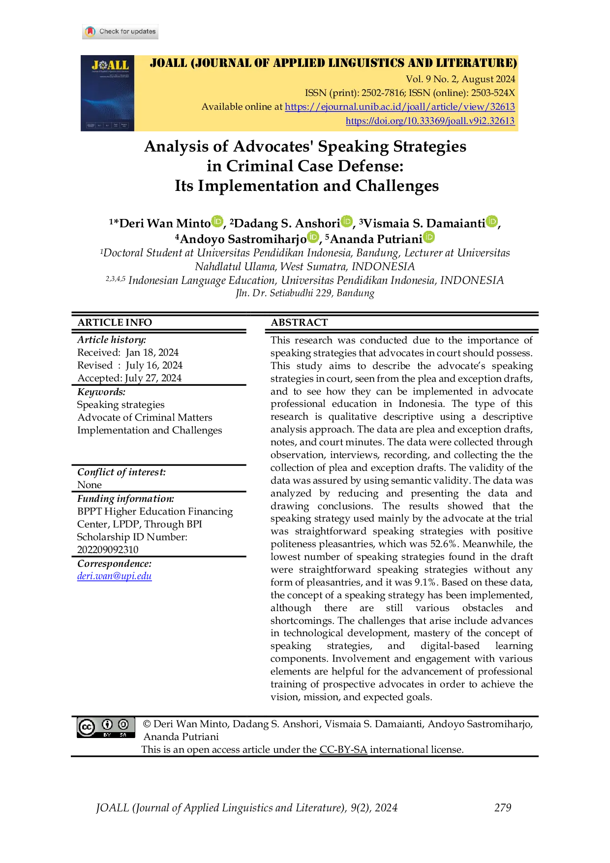 JURIS Analysis of Advocates Speaking Strategies in Criminal Case Defense Its Implementation and Challenges