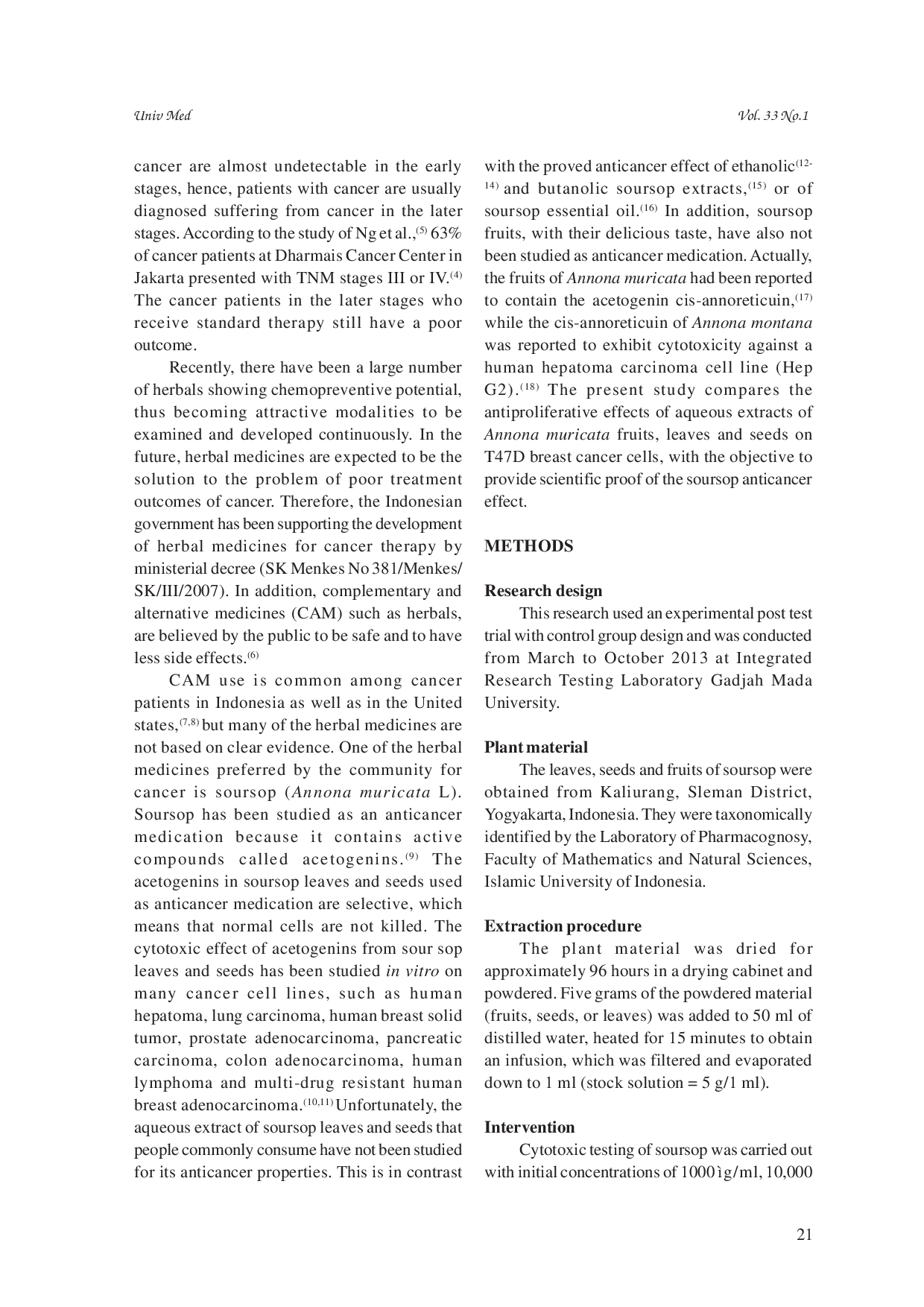 juris Annona muricata aqueous extract suppresses T47D breast cancer cell proliferation