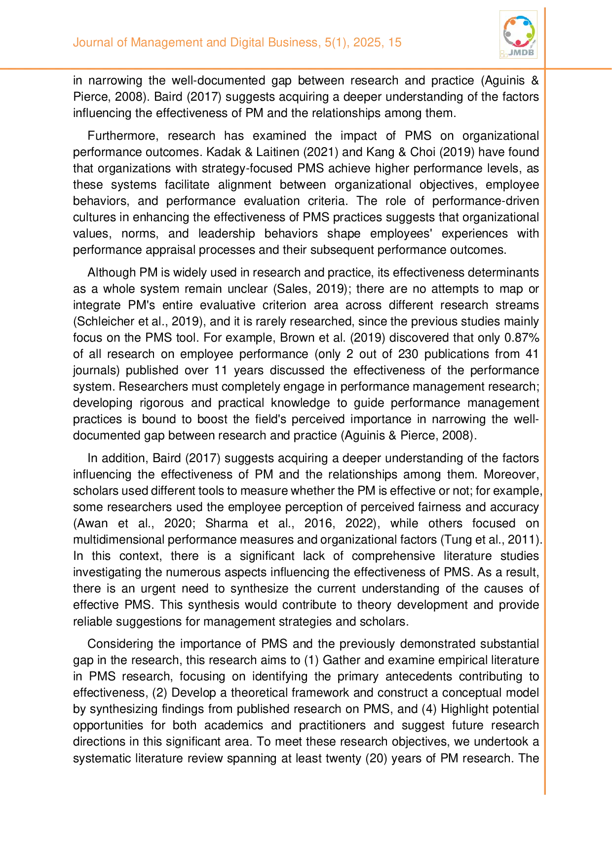 JURIS The building blocks of an effective performance management system A comprehensive review