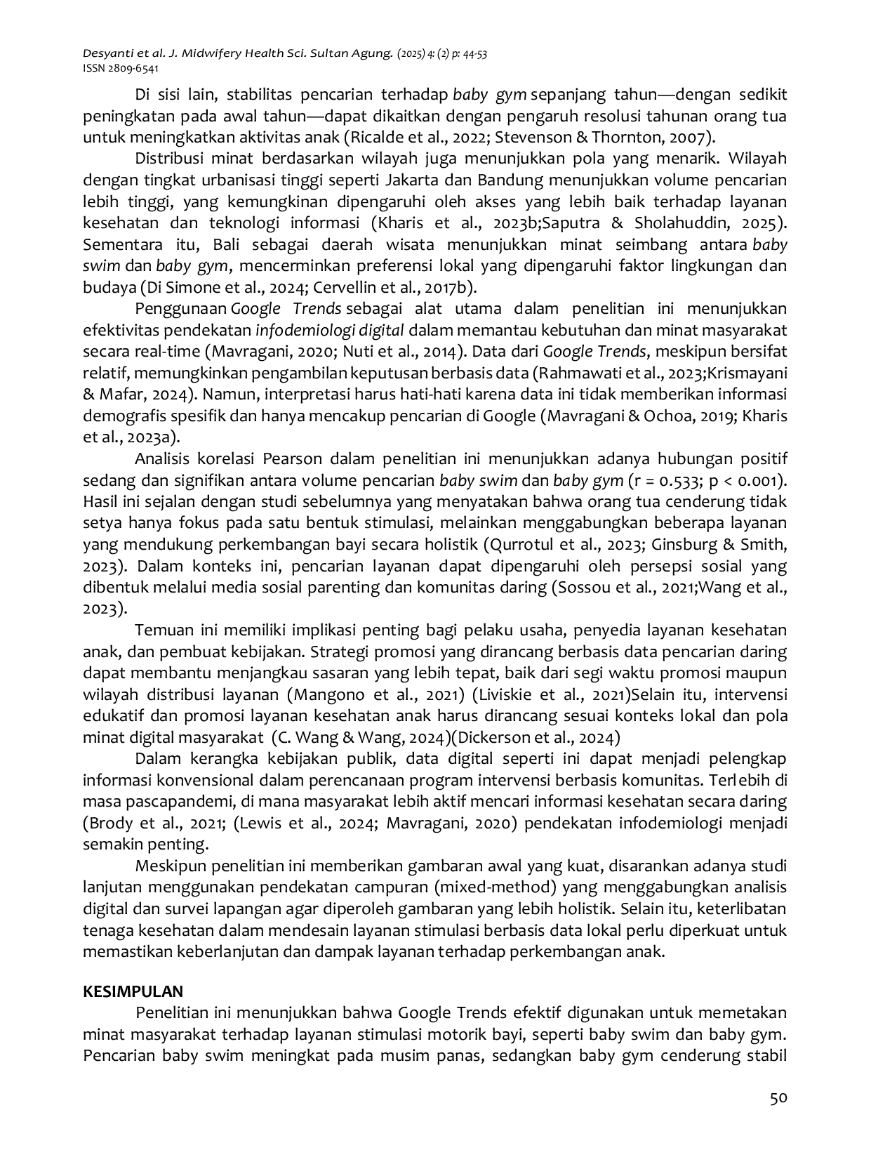 JURIS Analisis Tren Pencarian Layanan Stimulasi Motorik Bayi Baby Swim Dan Baby Gym Menggunakan Google Trends