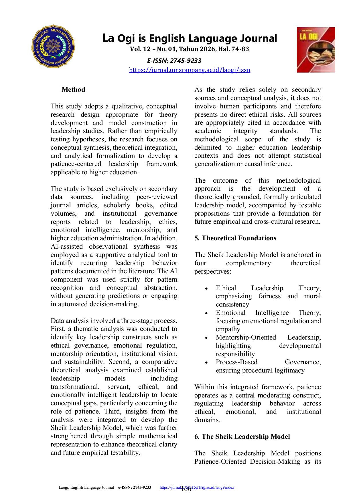 JURIS The Sheik Leadership Model An AI Informed Patience Centered Framework for Sustainable Leadership in Higher Education