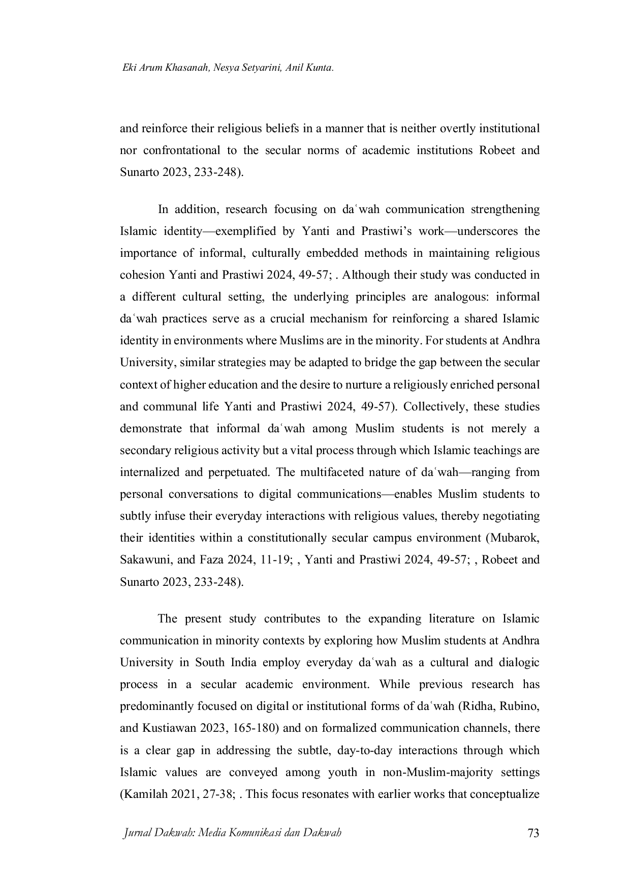 JURIS Everyday Da wah Muslim Students and Informal Islamic Communication at Andhra University