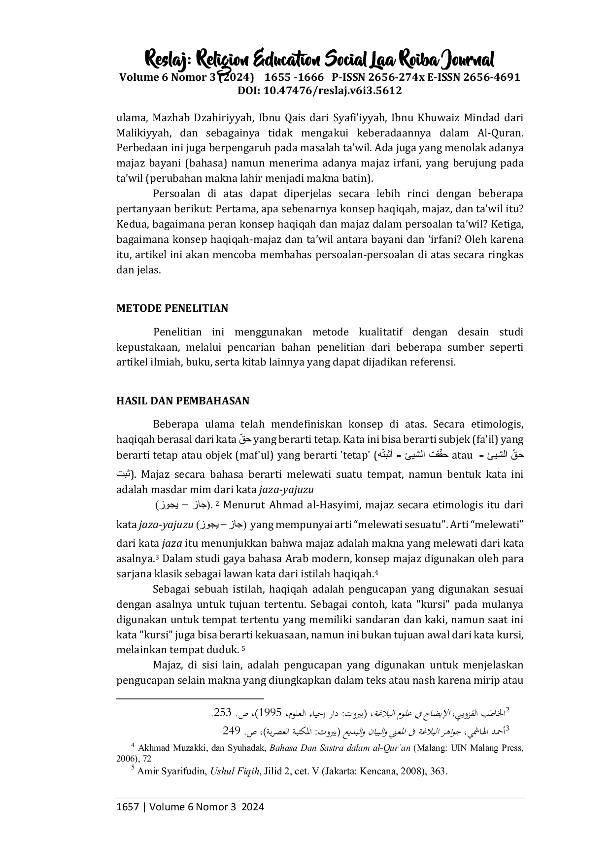 JURIS Haqiqah dan Majaz dalam Kaitanya dengan Ta wil