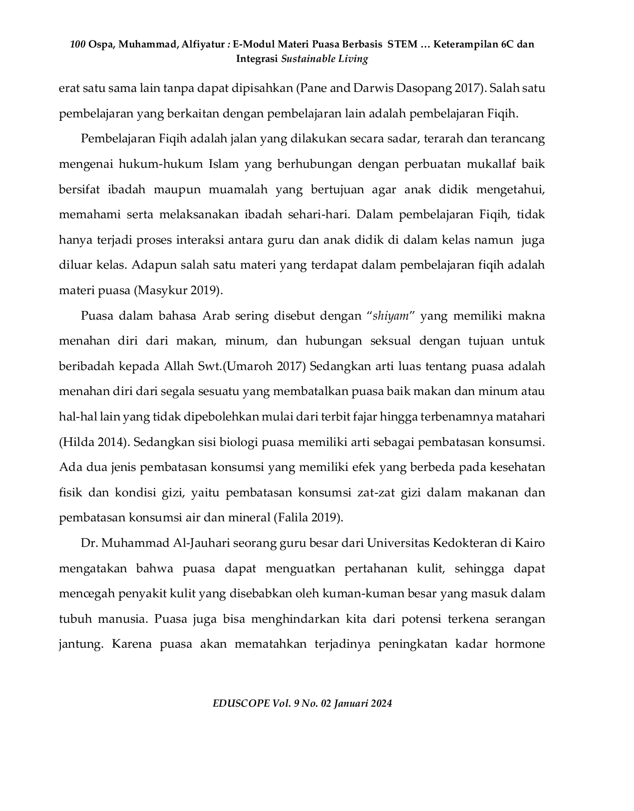 JURIS E Modul Materi Puasa Berbasis STEM Untuk Meningkatkan Keterampilan 6C dan Integrasi Sustainable Living