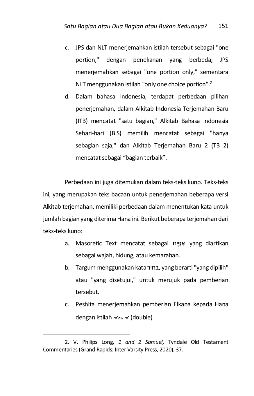 JURIS Satu Bagian atau Dua Bagian atau Bukan Keduanya Studi Penelitian Naskah atas Kata AppAyim Dalam 1 Samuel 1 5