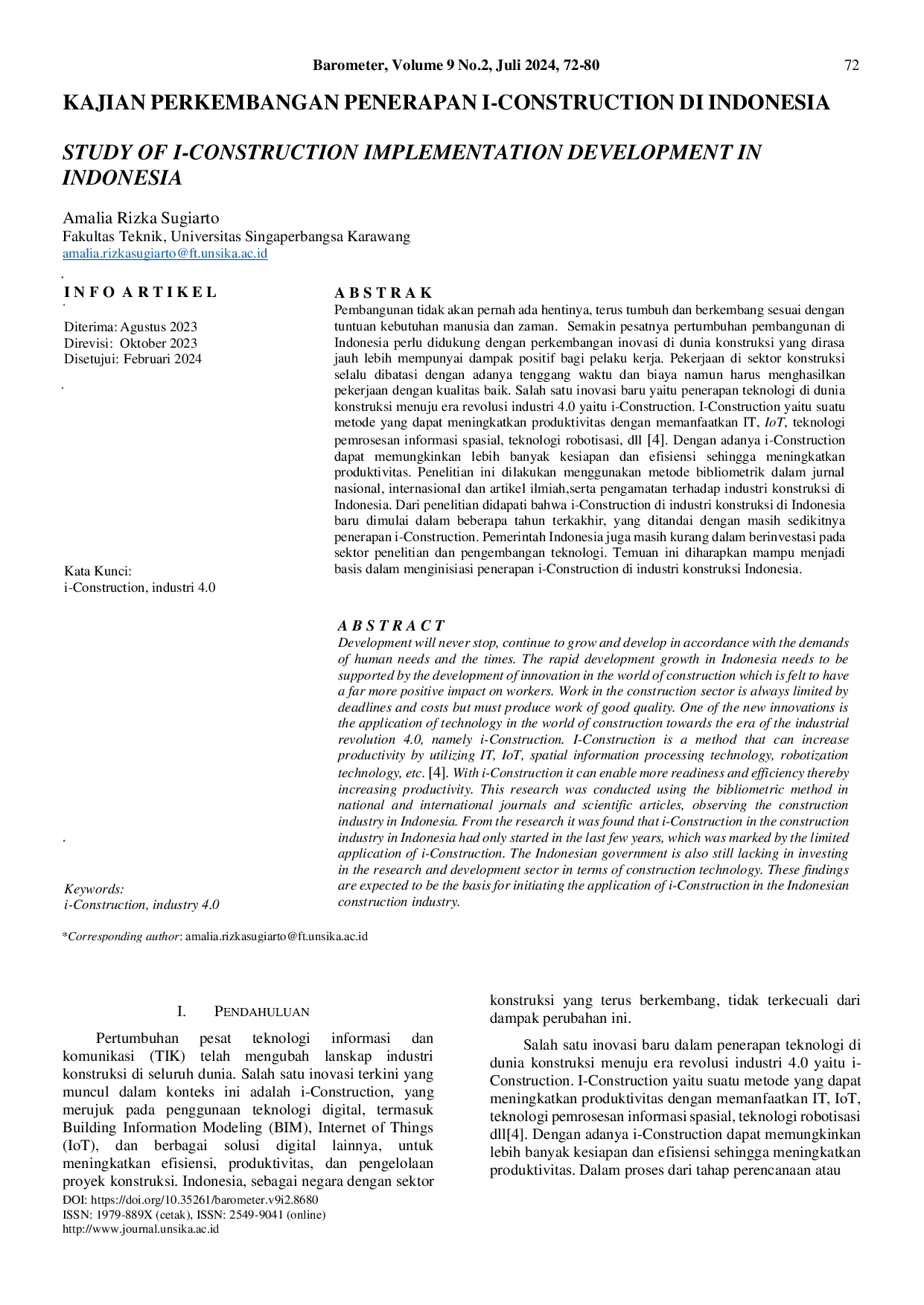 JURIS Kajian Perkembangan Penerapan I Construction Di Indonesia