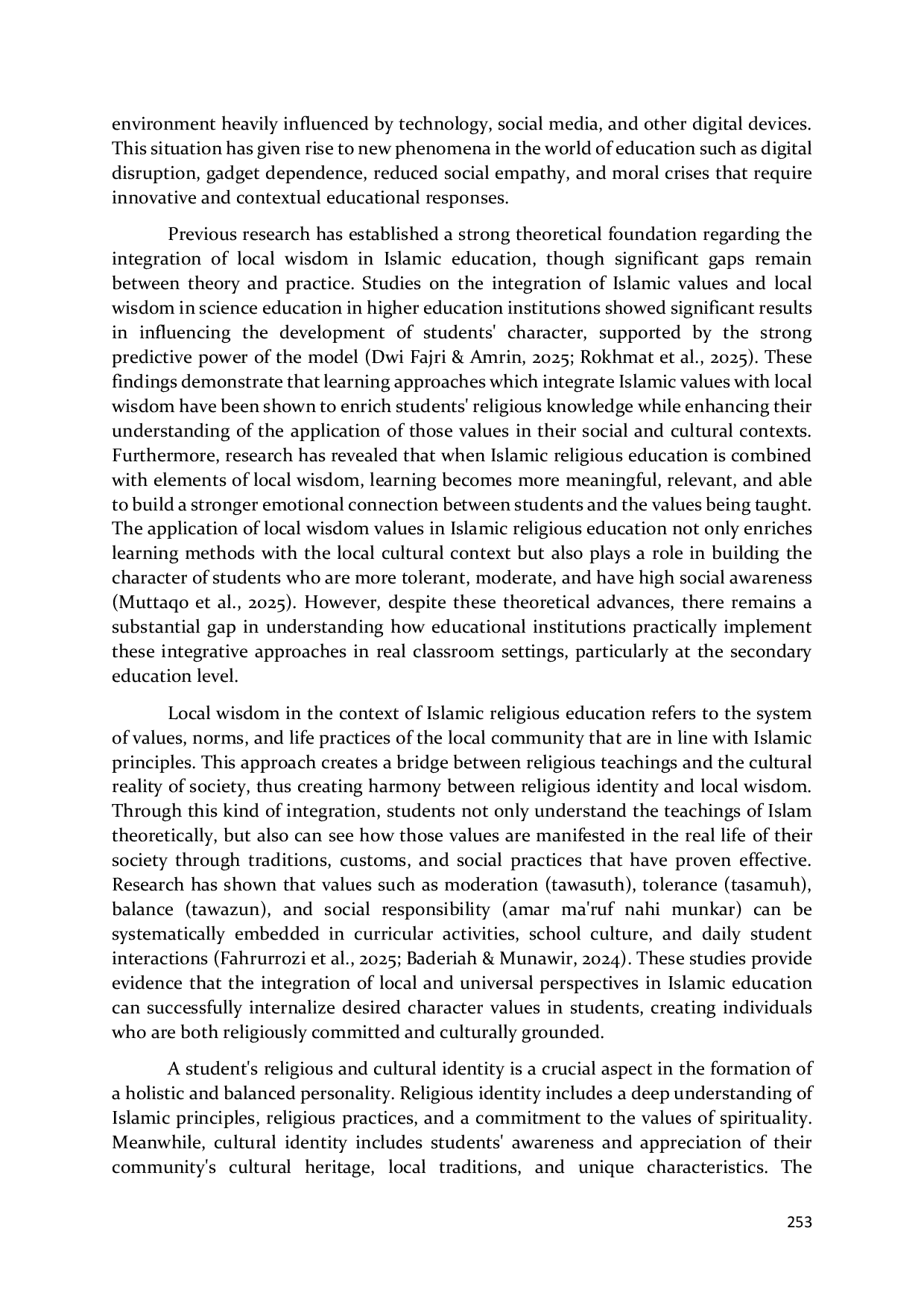 JURIS Integrating Local Wisdom in Islamic Religious Education Shaping Religious and Cultural Identity at SMPIT Bintang Tangerang