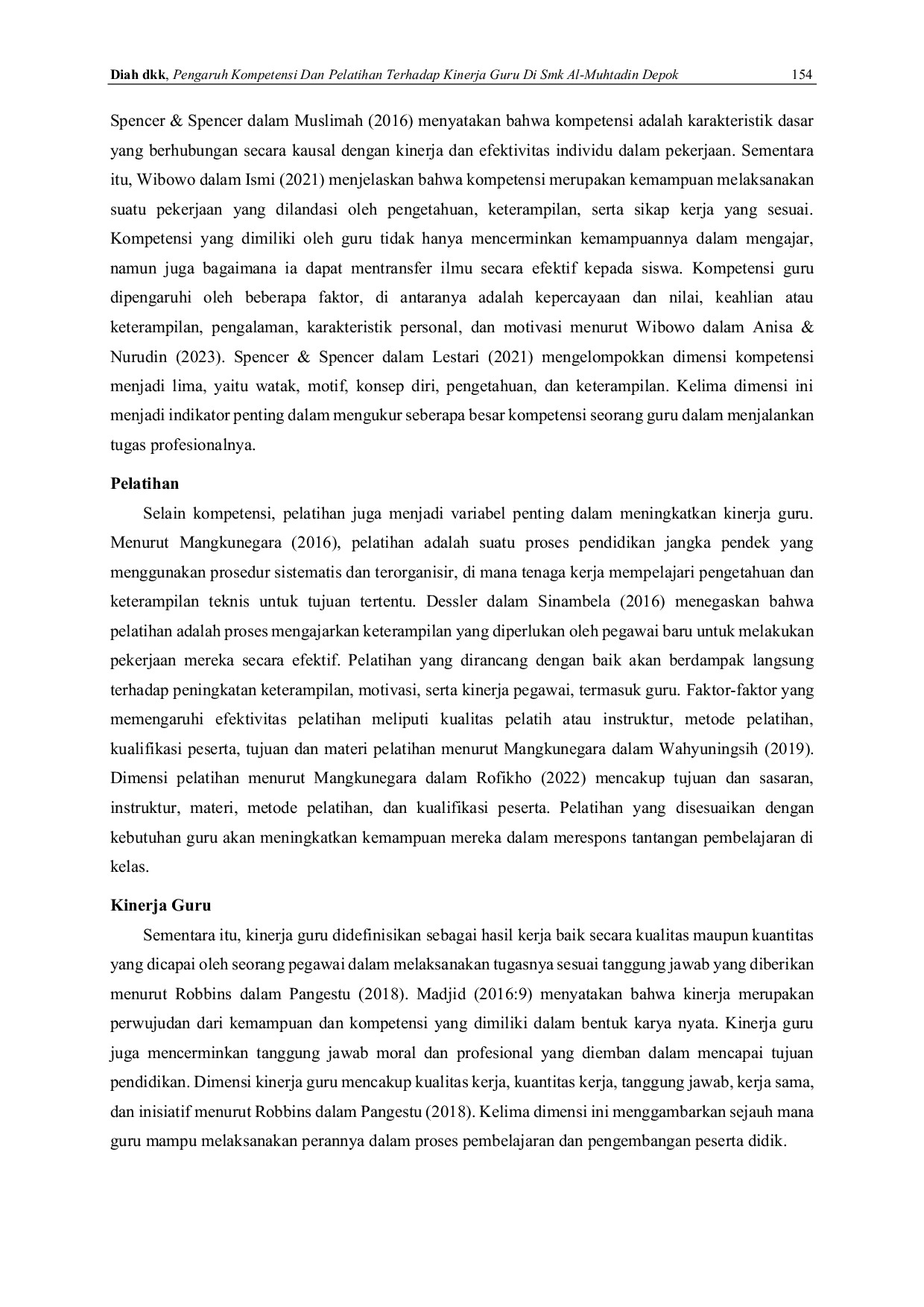 JURIS Pengaruh Kompetensi Dan Pelatihan Terhadap Kinerja Guru Di Smk Al Muhtadin Depok