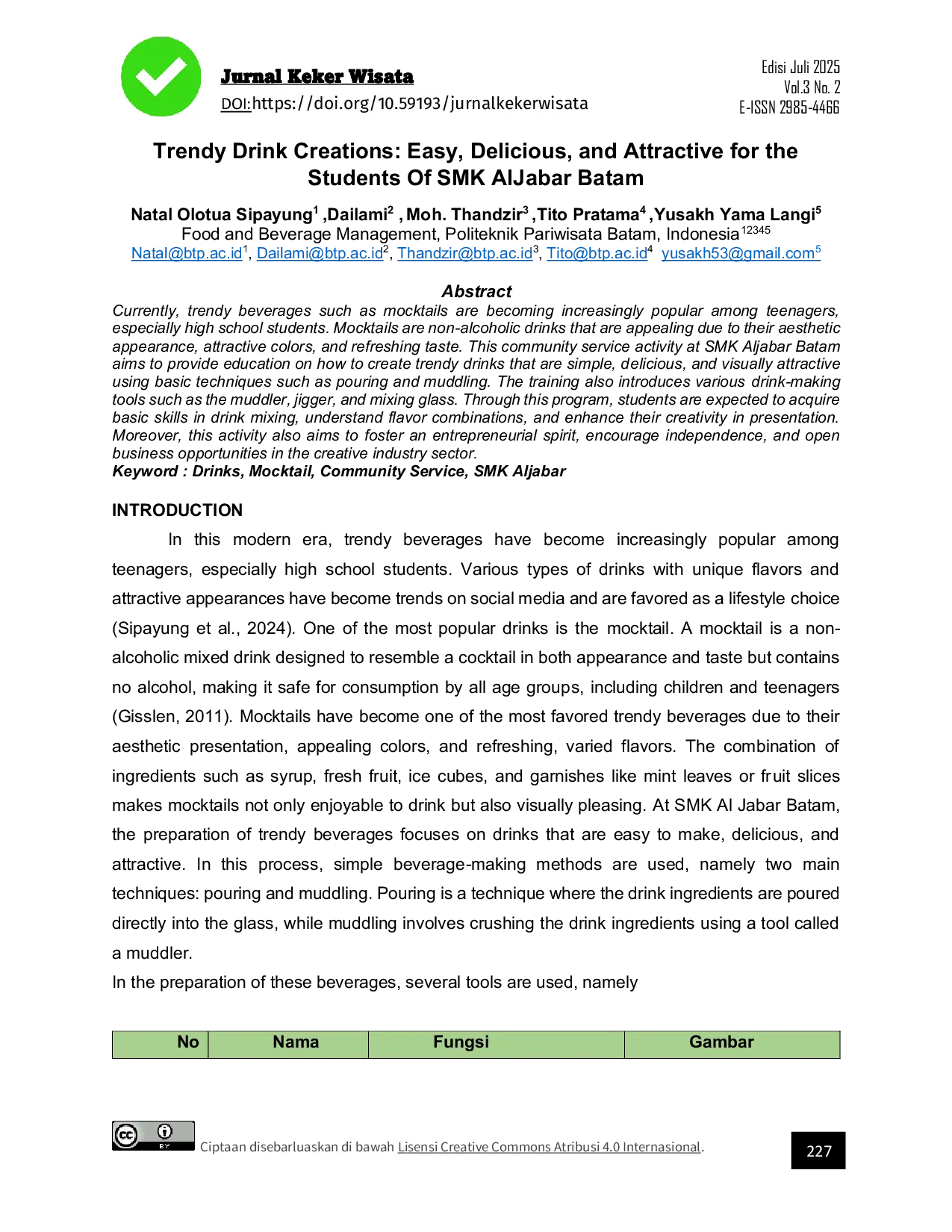 JURIS Trendy Drink Creations Easy Delicious and Attractive for the Students Of SMK AlJabar Batam