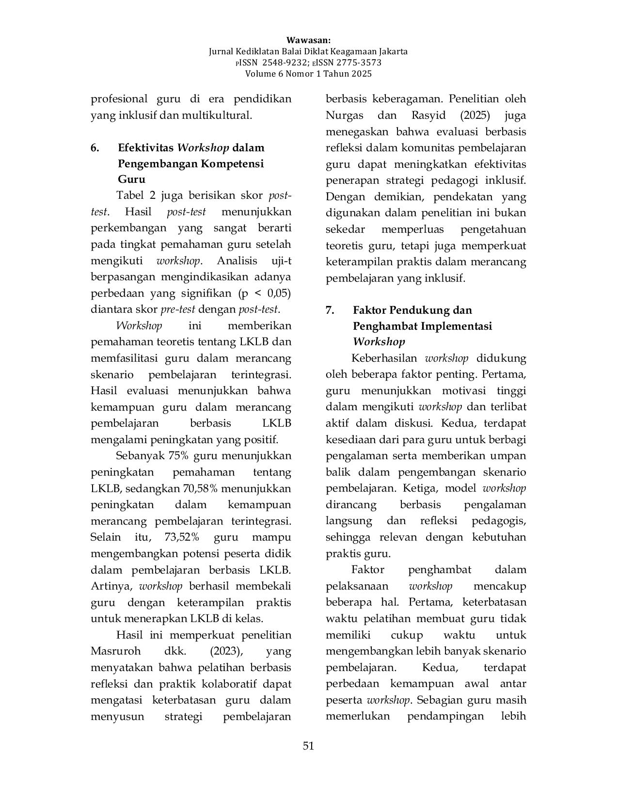 JURIS Evaluasi Workshop Peningkatan Kemampuan Penyusunan Perencanaan Pembelajaran Bermuatan Literasi Keagamaan Lintas Budaya LKLB Menggunakan Model Kirkpatrick Pada GuruAcGuru di Kota Malang