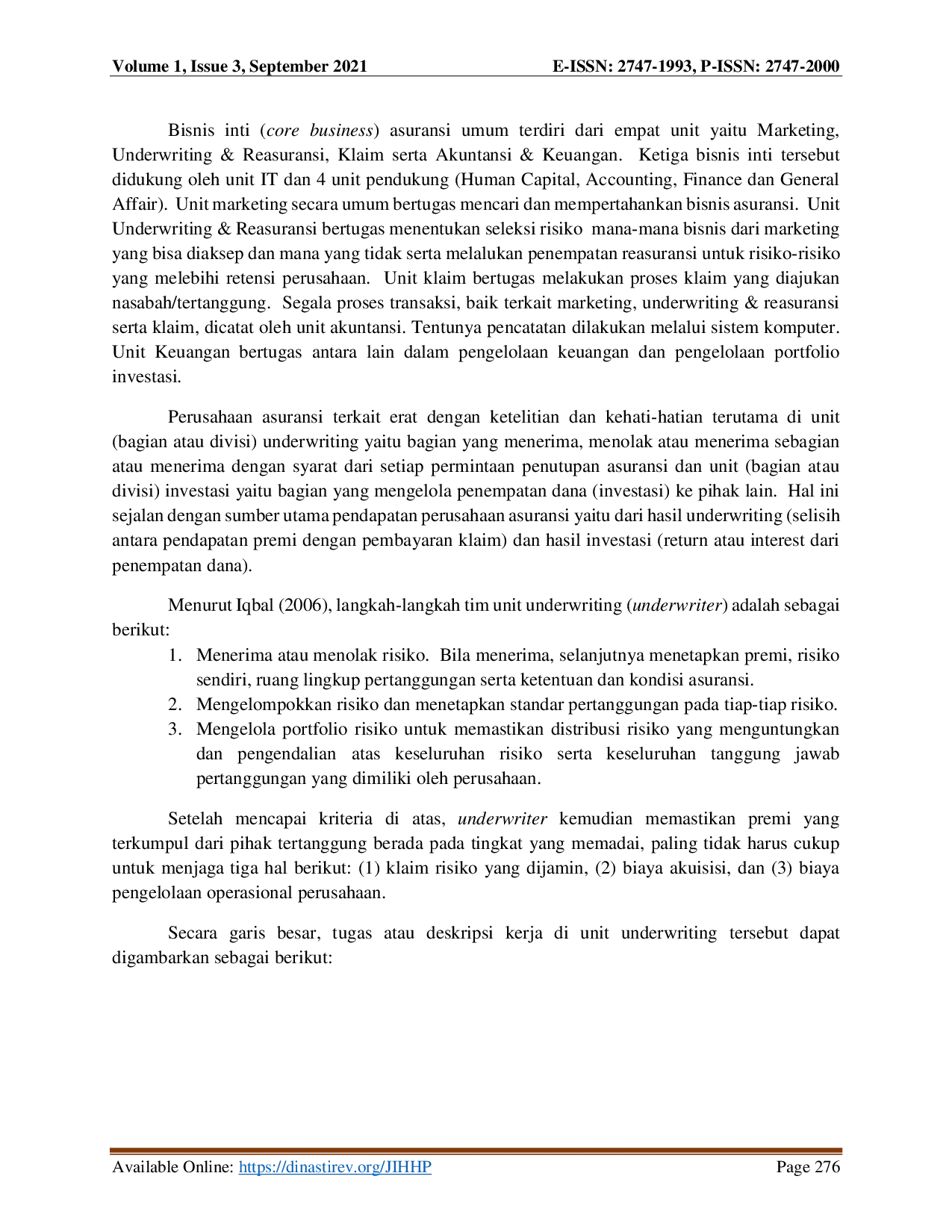 juris Elemen Kunci Kinerja Karyawan Pada Perusahaan Asuransi Umum Dimensi Kepribadian Big Five Pelatihan Dan Kerjasama Tim