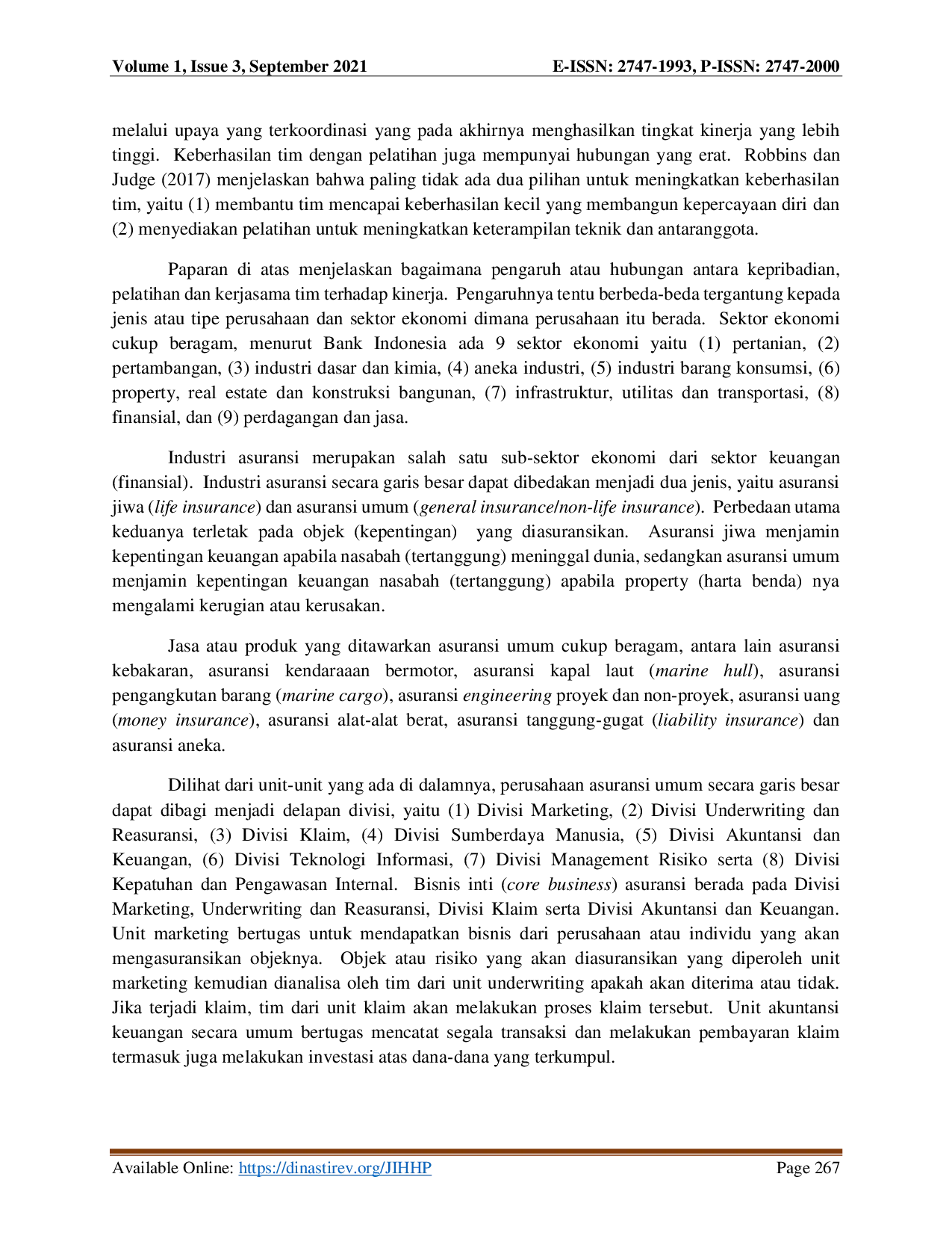 juris Elemen Kunci Kinerja Karyawan Pada Perusahaan Asuransi Umum Dimensi Kepribadian Big Five Pelatihan Dan Kerjasama Tim