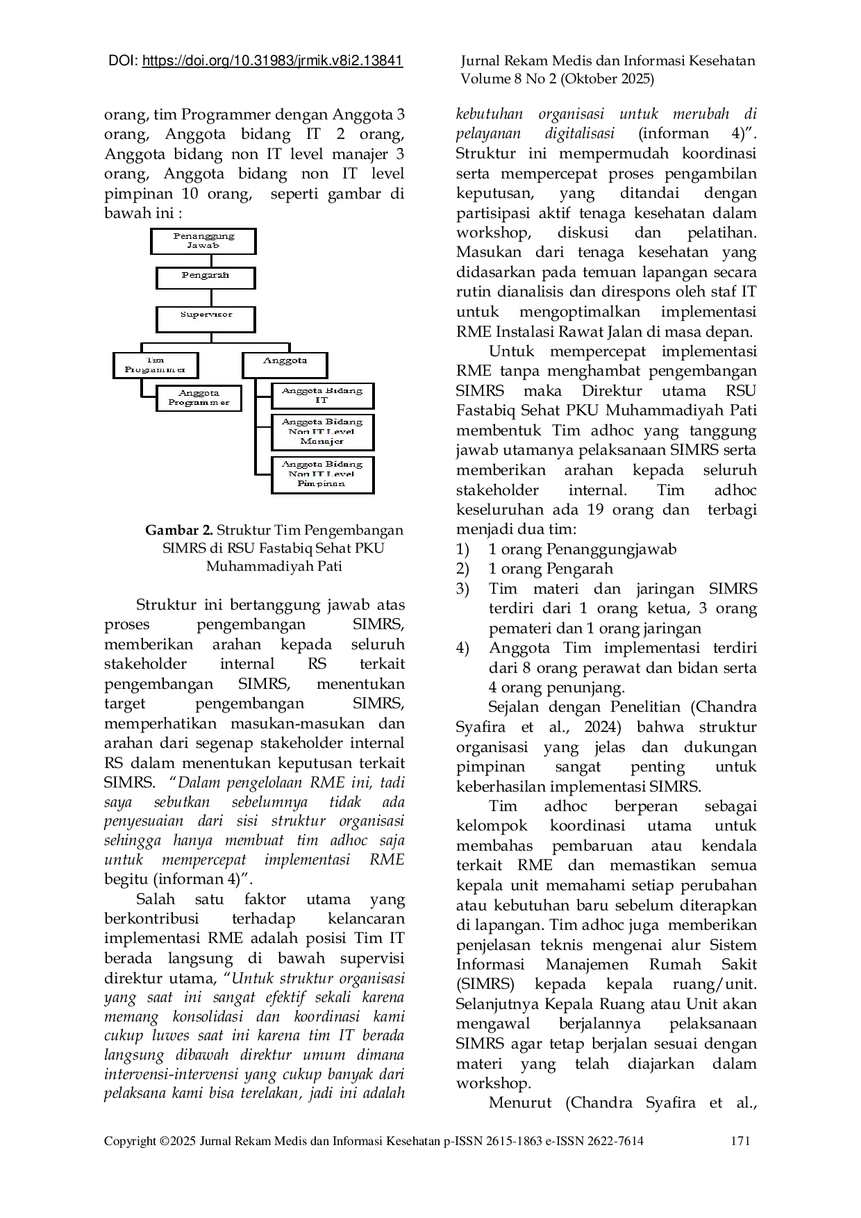 JURIS Asesmen Kesiapan Penerapan Rekam Medis Elektronik di RSU Fastabiq Sehat PKU Muhammadiyah Pati