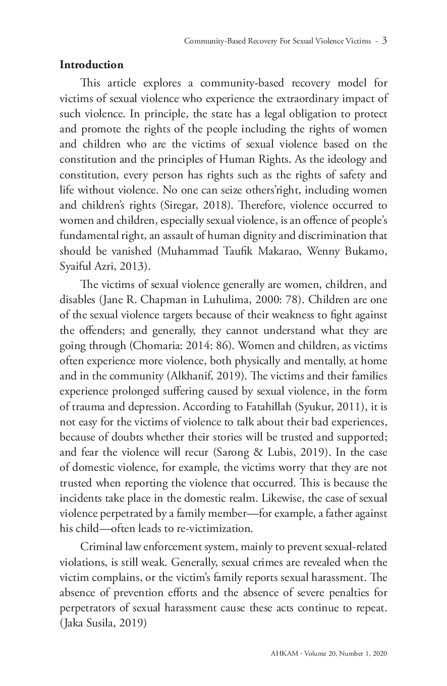 JURIS Community Based Recovery for Sexual Violence Victims The Case of Hapsari