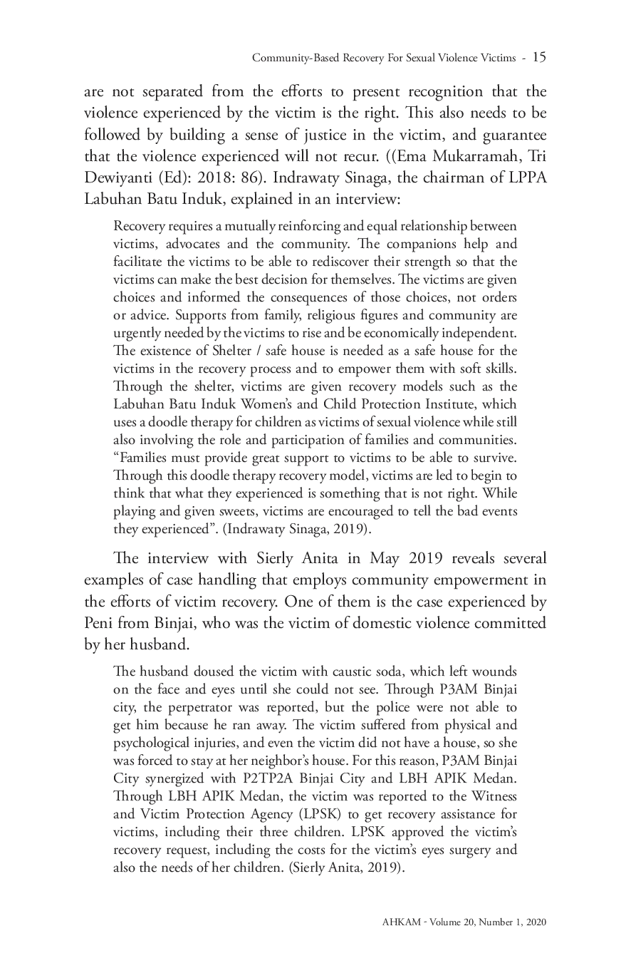 JURIS Community Based Recovery for Sexual Violence Victims The Case of Hapsari