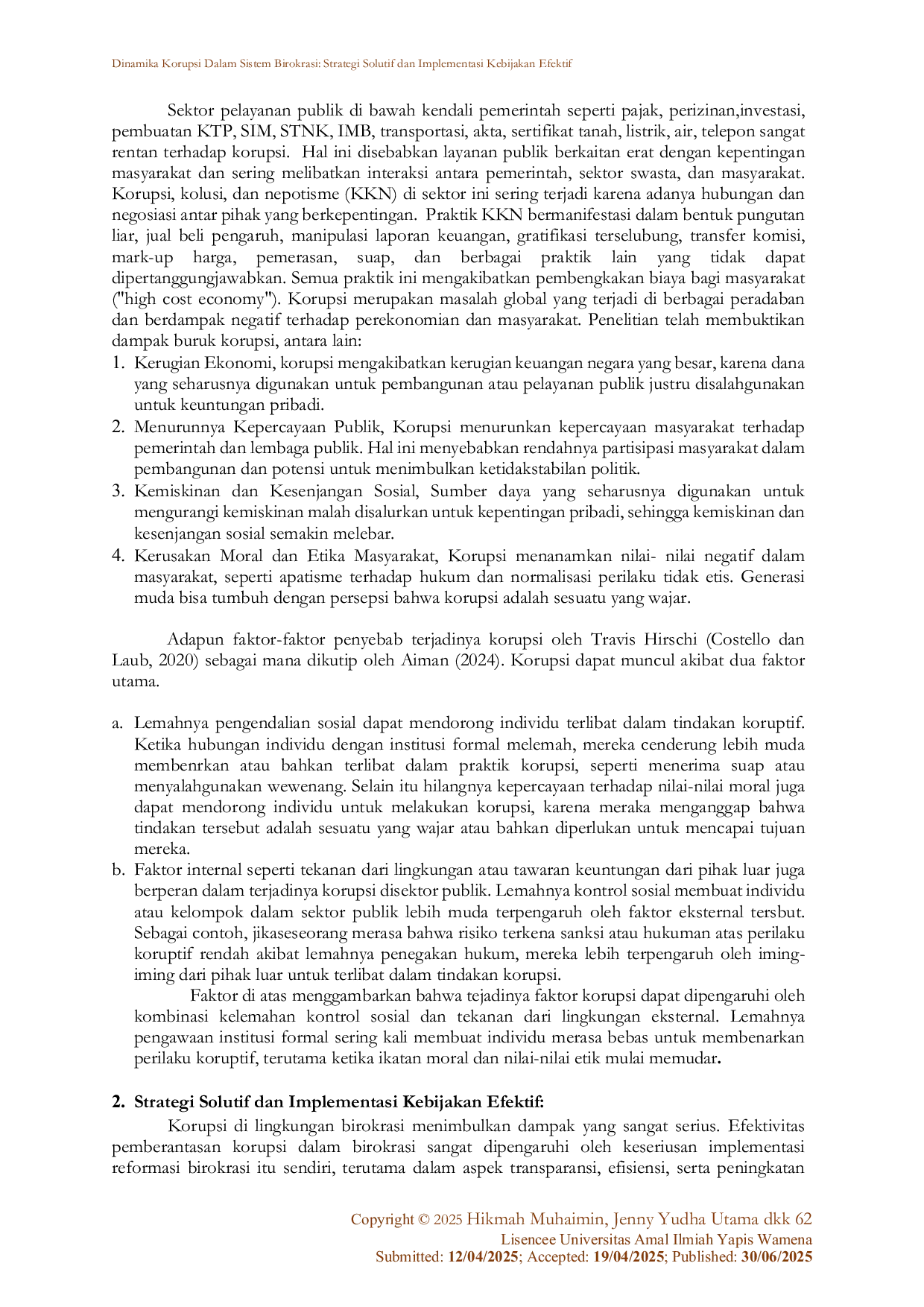 JURIS Dinamika Korupsi Dalam Sistem Birokrasi Strategi Solutif dan Implementasi Kebijakan Efektif