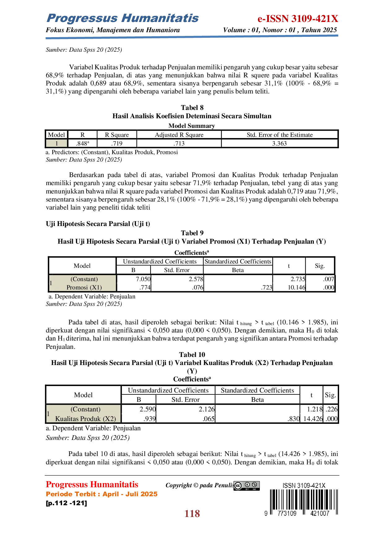 JURIS Pengaruh Promosi dan Kualitas Produk terhadap Penjualan pada Toko Aki Laia Pasar Kemis Tangerang