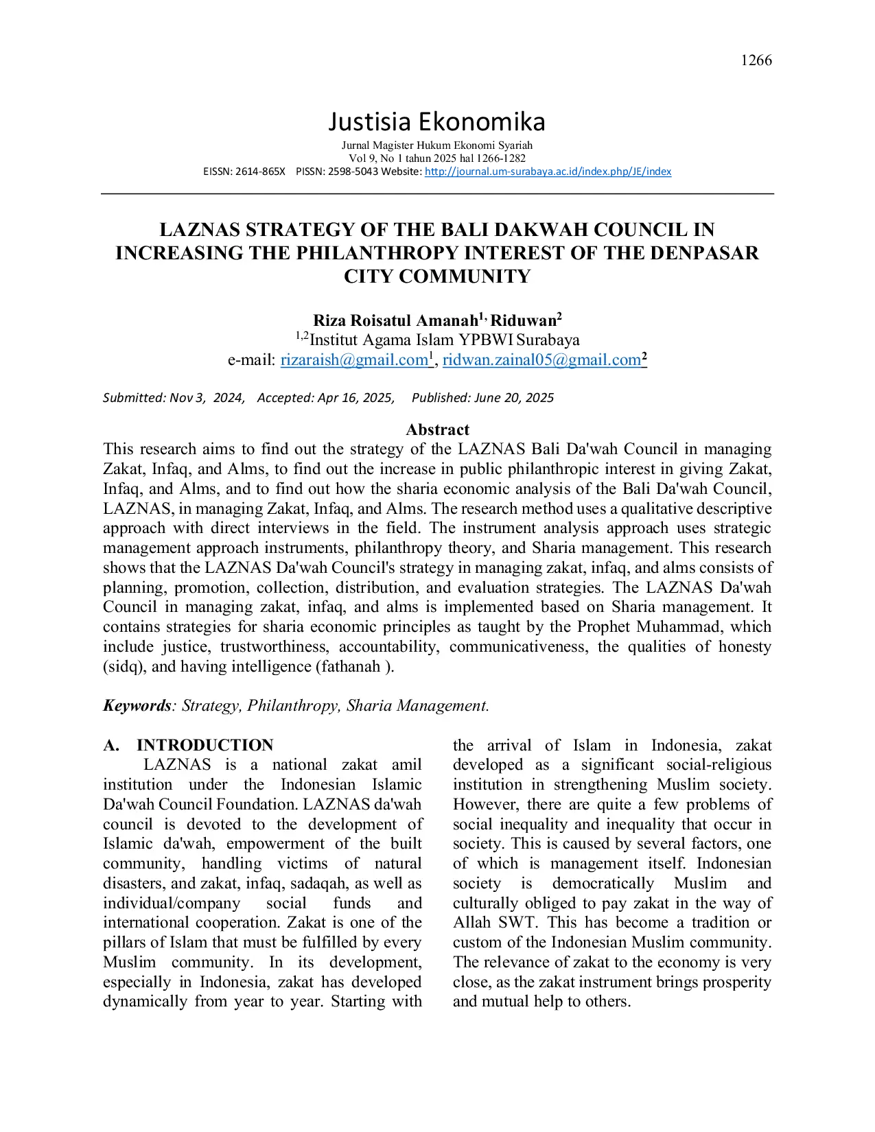 JURIS Laznas Strategy of the Bali Da wah Council in Increasing the Philanthropy Interest of the Denpasar City Community