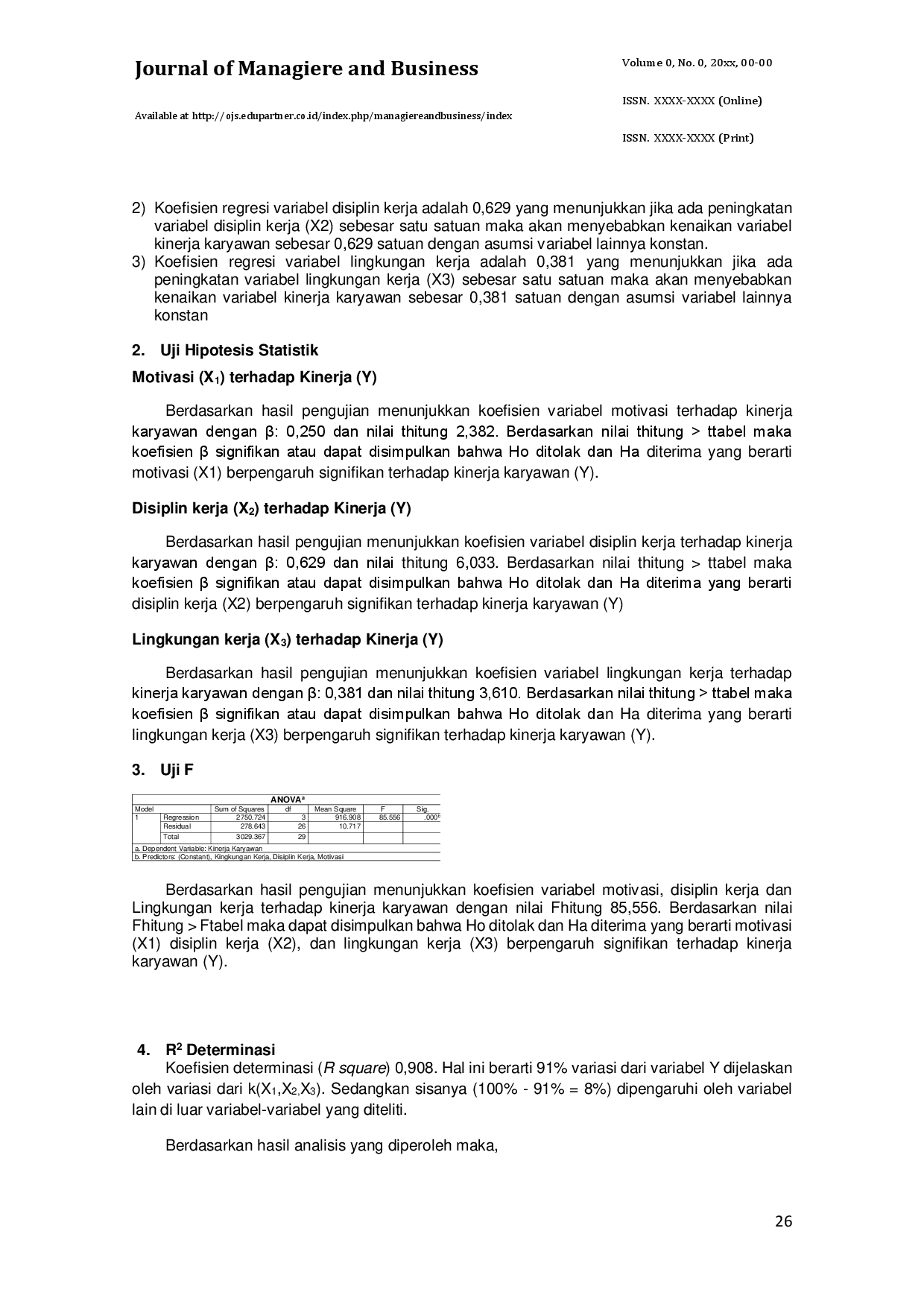 juris Pengaruh Motivasi Disiplin Kerja dan Lingkungan Kerja Terhadap Kinerja Karyawan