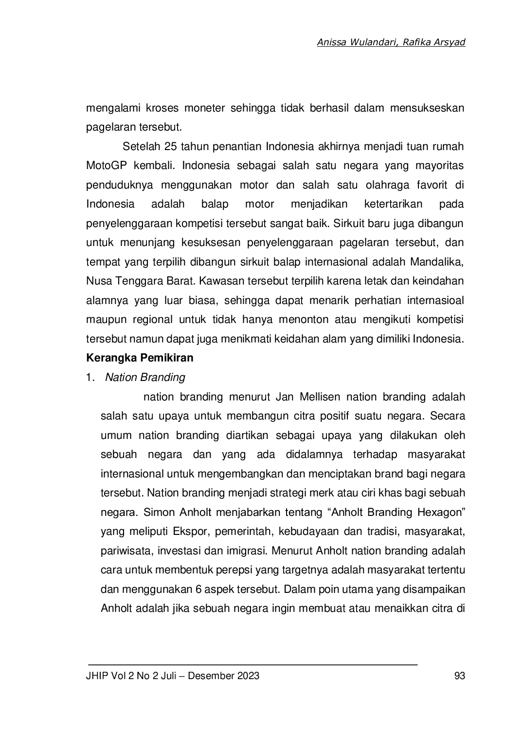 JURIS Wonderful Indonesia Dalam Pelaksanaan Moto Grand Prix Mandalika Tahun 2022