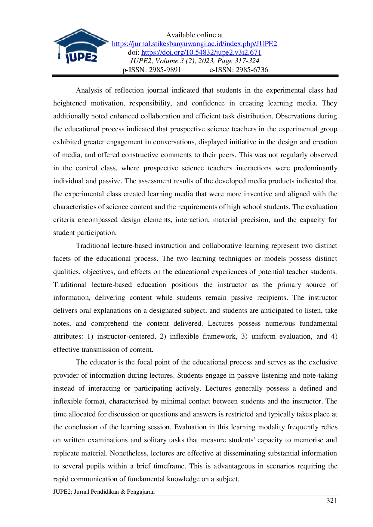 JURIS The Impact of Implementing a Collaborative Learning Model on the Learning Independence of Prospective Science Teacher Students in Developing Educational Media