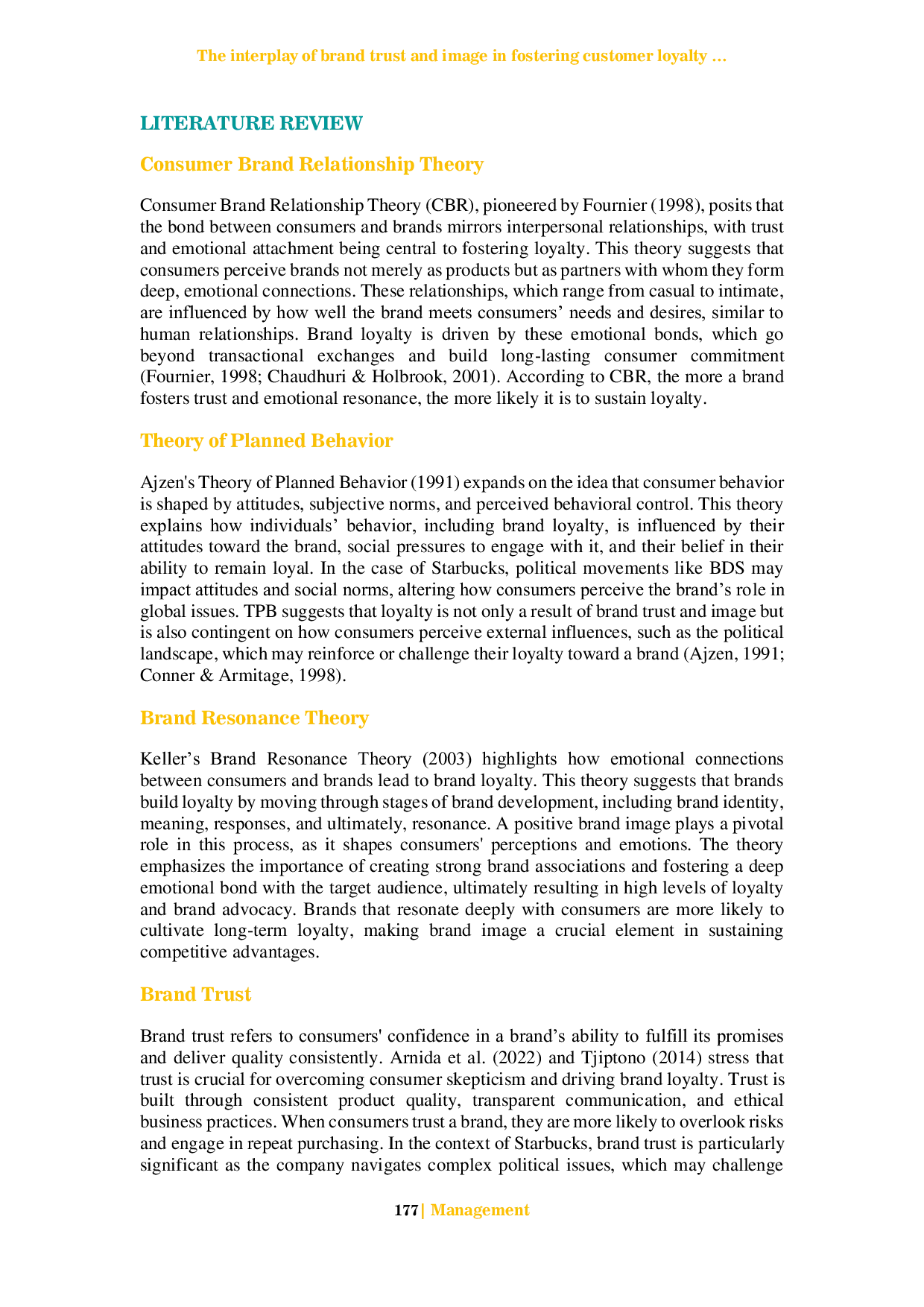JURIS The interplay of brand trust and image in fostering customer loyalty a study of Starbucks in Jakarta