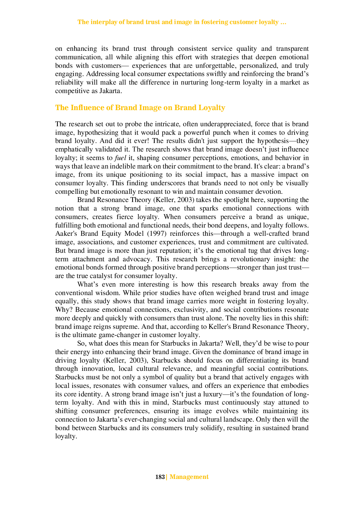 JURIS The interplay of brand trust and image in fostering customer loyalty a study of Starbucks in Jakarta
