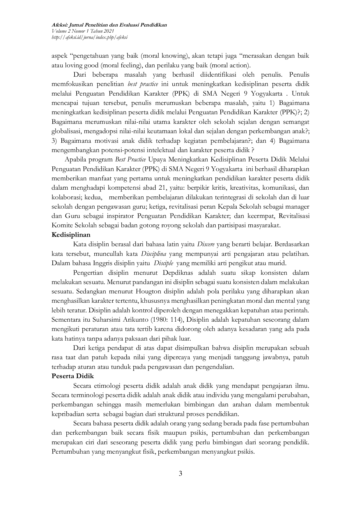 JURIS Upaya Meningkatkan Kedisiplinan Peserta Didik Melalui Penguatan Karakter Di Smaga Negeri 9 Yogyakarta