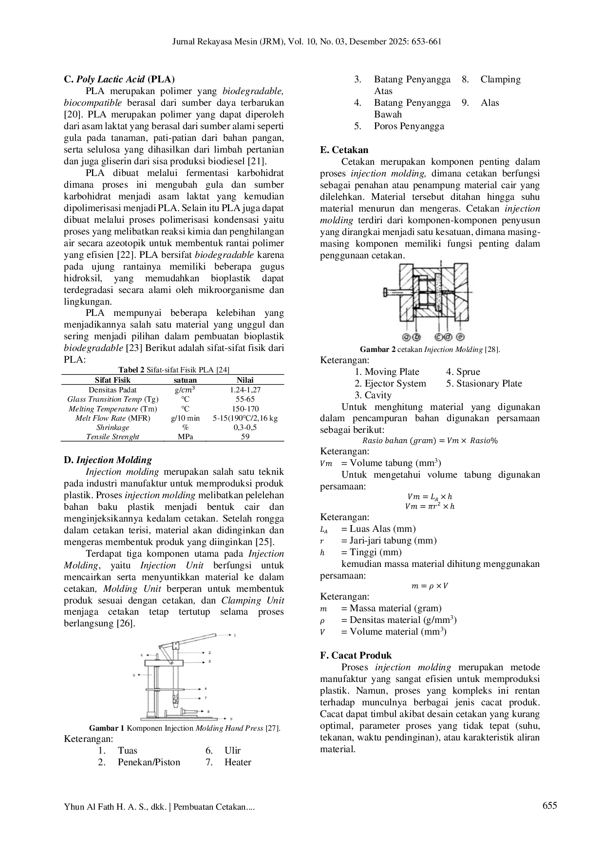 JURIS Pembuatan Cetakan Sendok Puding Dengan Injection Molding Dari Material Polylactic Acid PLA Dan Pati Singkong