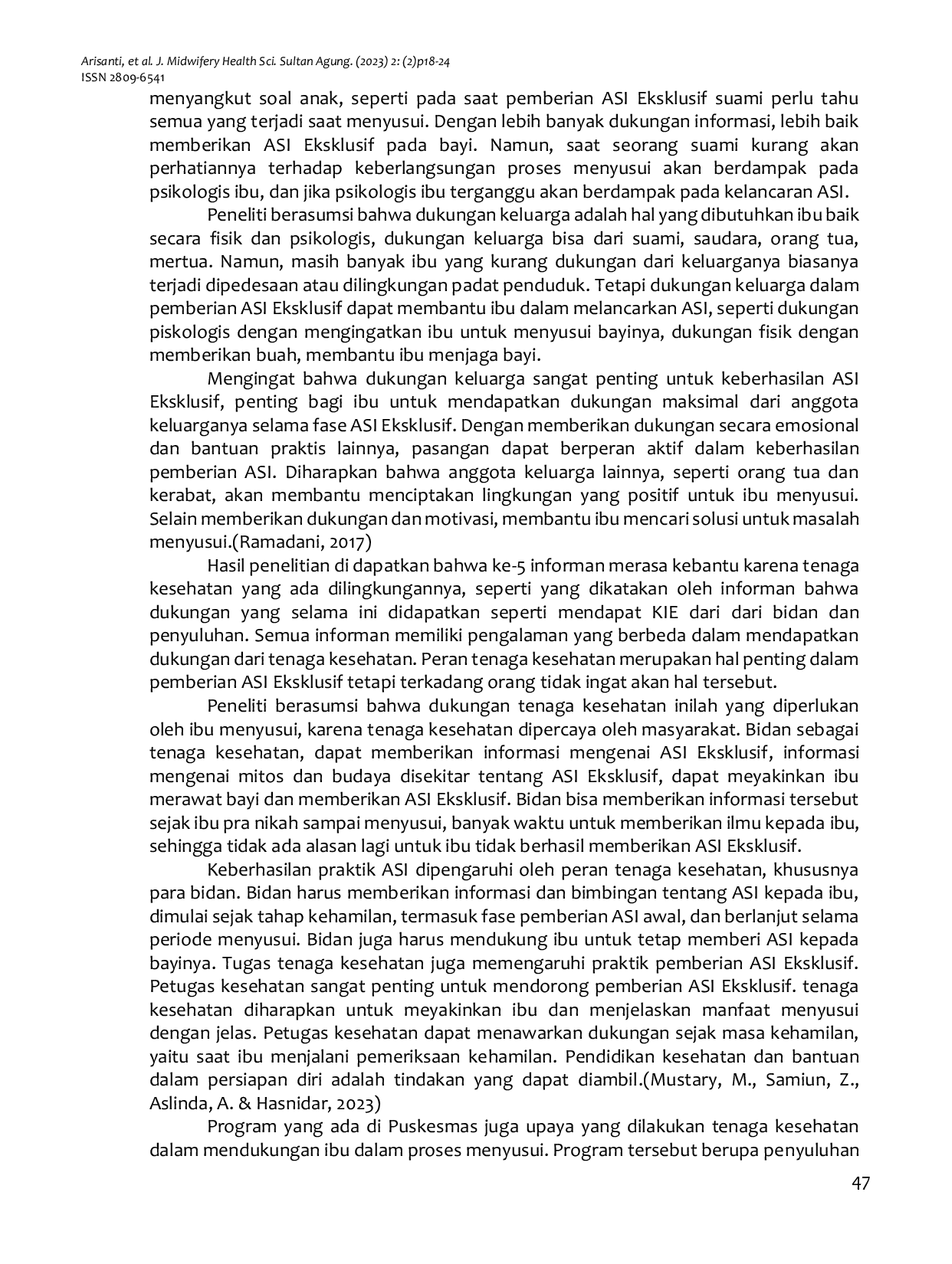 JURIS Pengalaman Keberhasilan Pemberian ASI Eksklusif Pada Ibu Yang Mempunyai Bayi Umur 6 11 Bulan Di Puskesmas Kelurahan Sukapura Jakarta Utara Tahun 2024