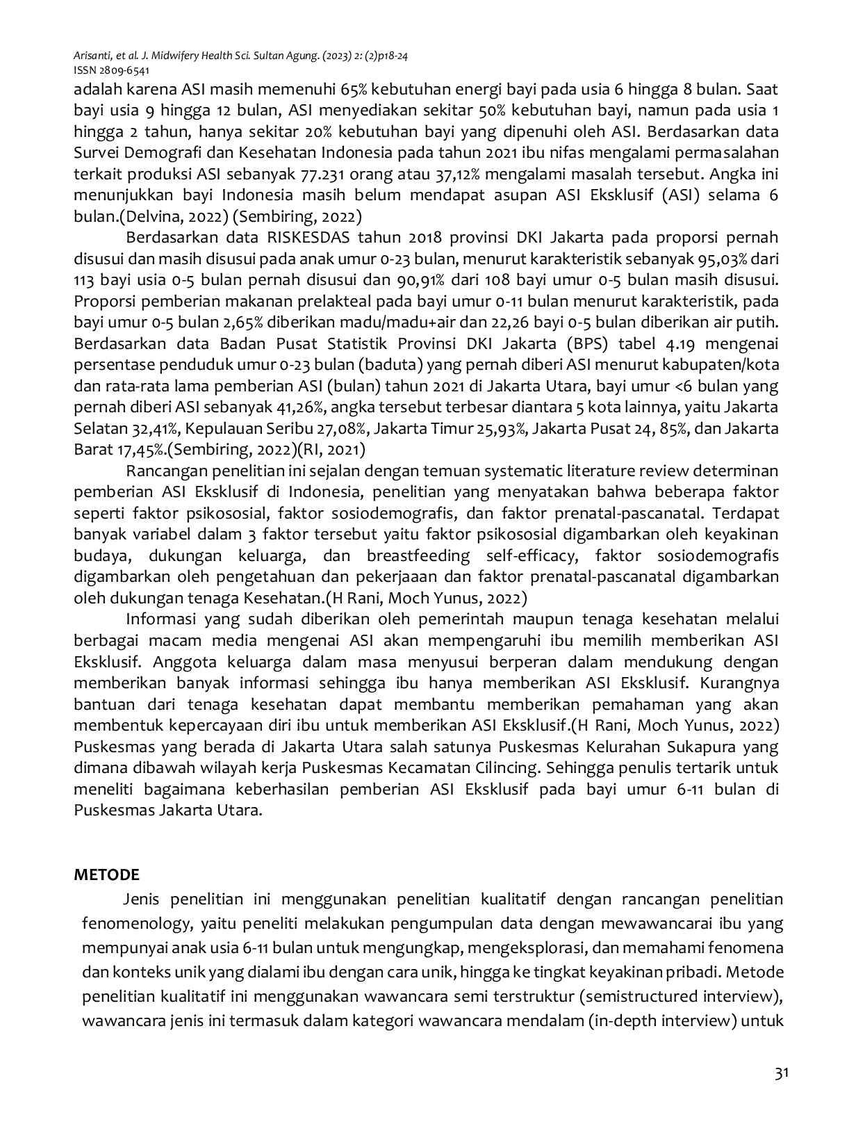 JURIS Pengalaman Keberhasilan Pemberian ASI Eksklusif Pada Ibu Yang Mempunyai Bayi Umur 6 11 Bulan Di Puskesmas Kelurahan Sukapura Jakarta Utara Tahun 2024